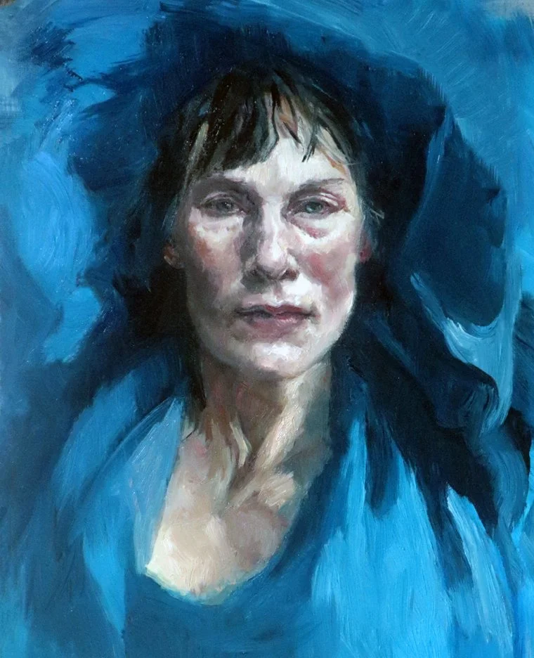 Blue Self, oil on cradled board, 10 x 8, 2025