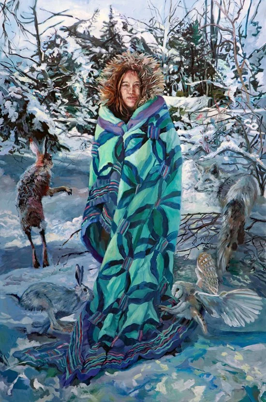 Madrigal, oil, 72 x 48, 1st panel Winter, 2023 with minor changes in 2025, part of a five panel Seasons Series