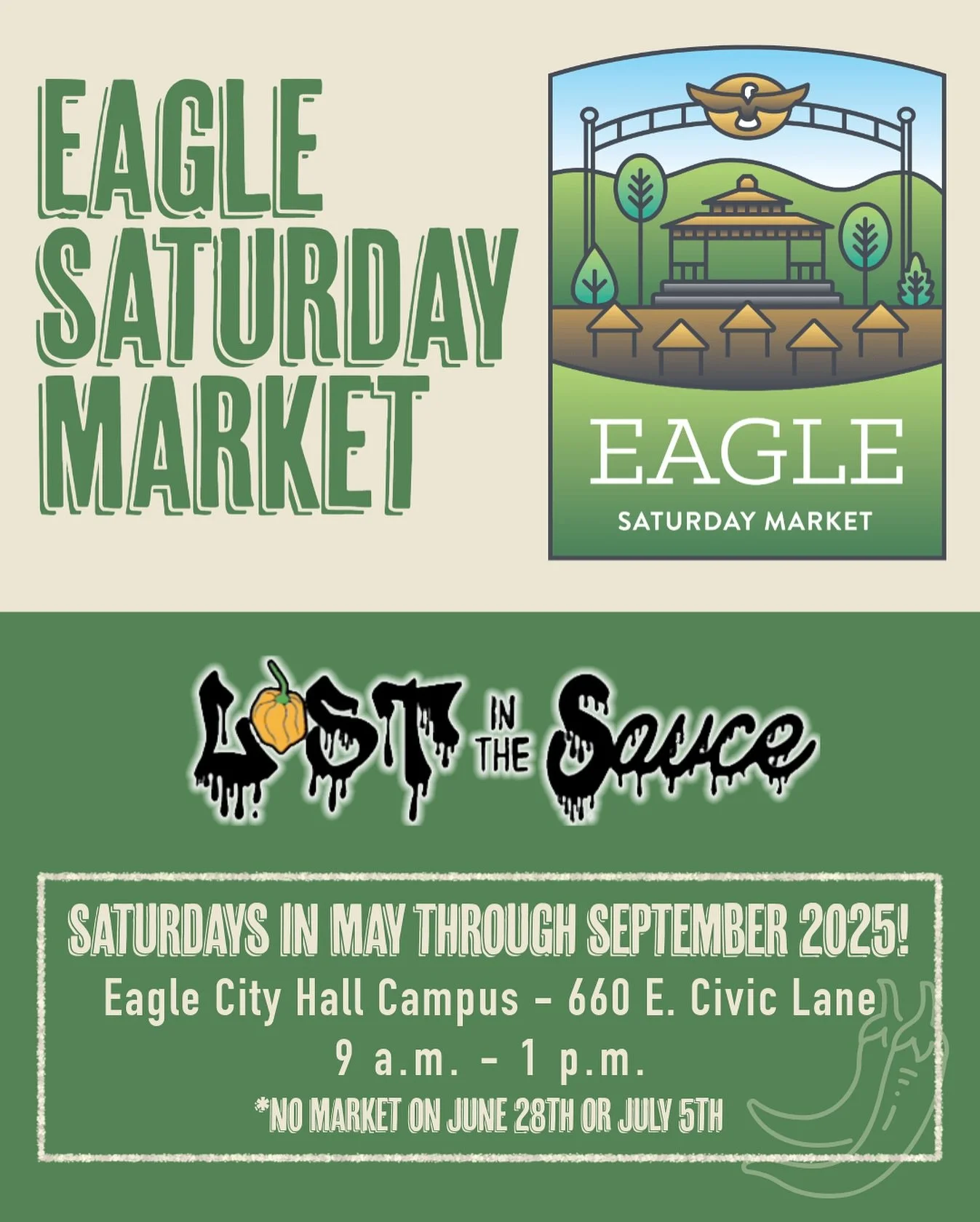 Come see us at the Eagle Saturday Market this summer!