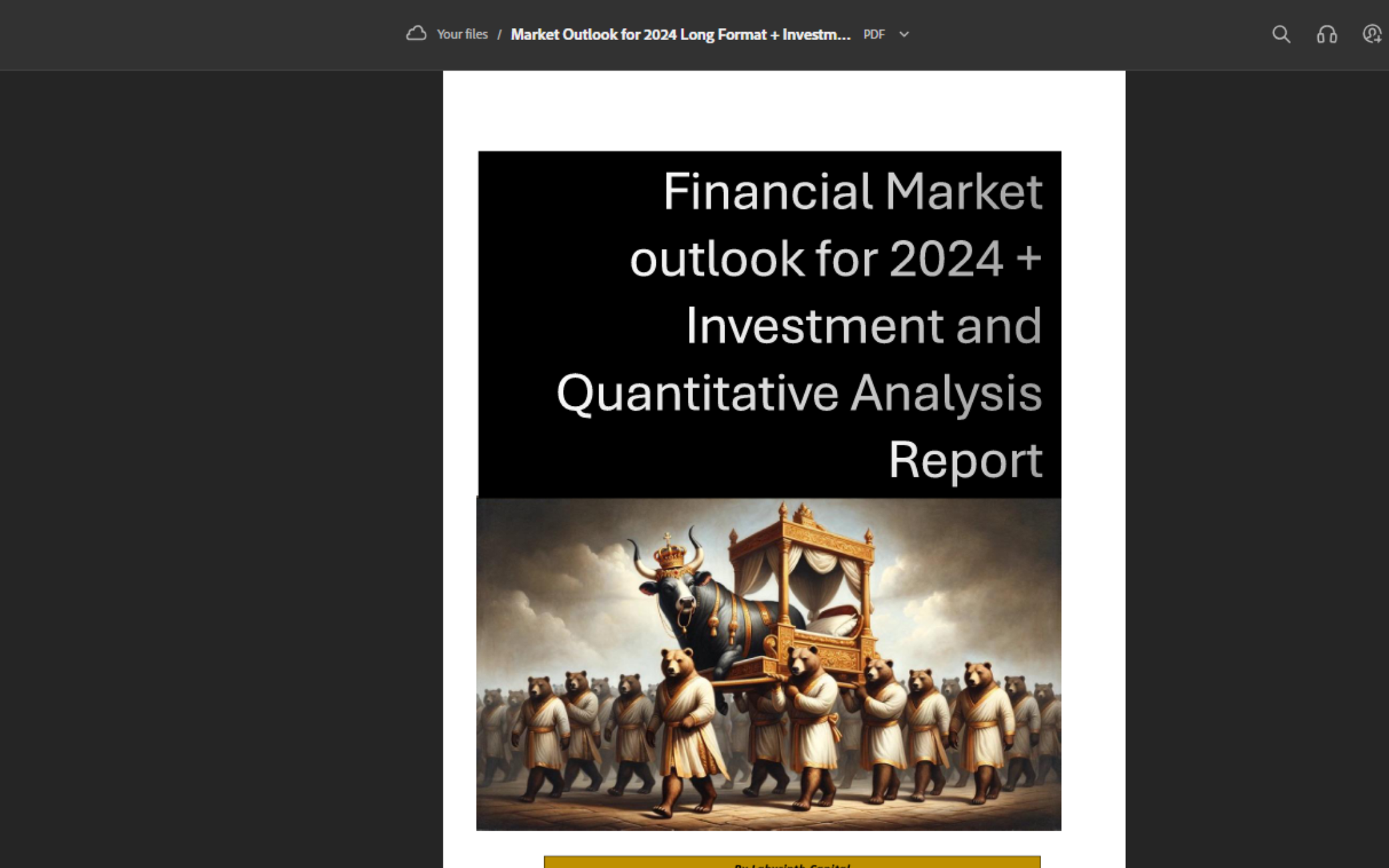 Financial Market outlook for 2024+ Investment and Quantitative Analysis ...