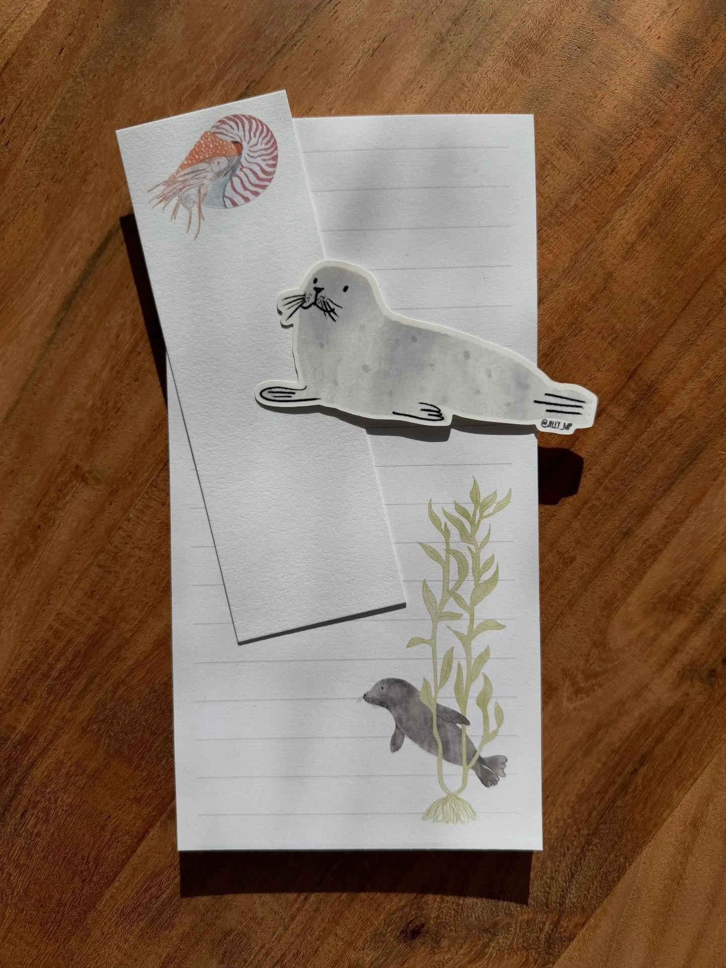 Seal &amp; kelp notepads available now 💙all art print/stationery orders come with a surprise gift with purchase &ndash; shop link in bio! #marineart
