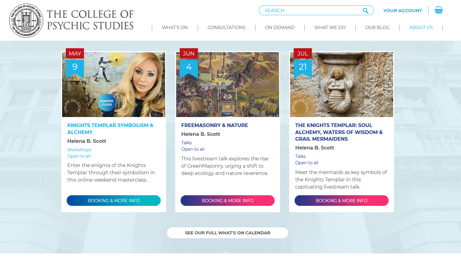 The Knights Templar, Freemasonry, Gnosticism &amp; Grail Traditions: My upcoming lectures at the College of Psychic Studies