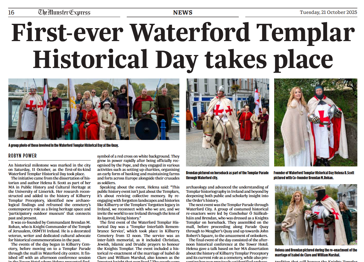 Waterford Templar Historical Day coverage, Munster Express