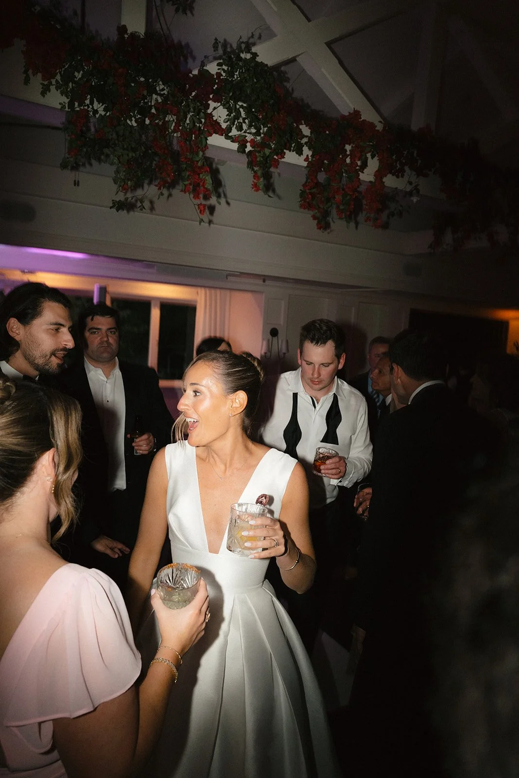 bride with guests at reception