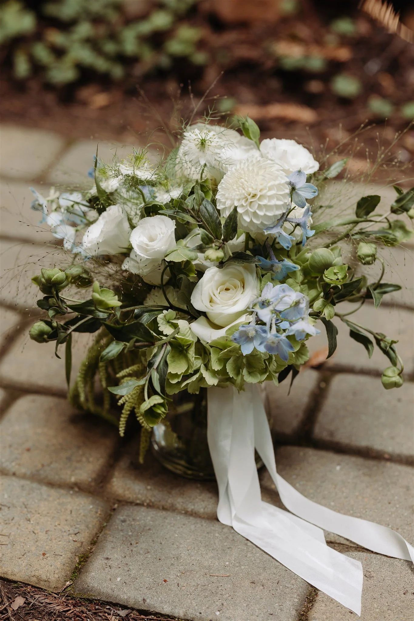 bridal bouquet with ribbons
