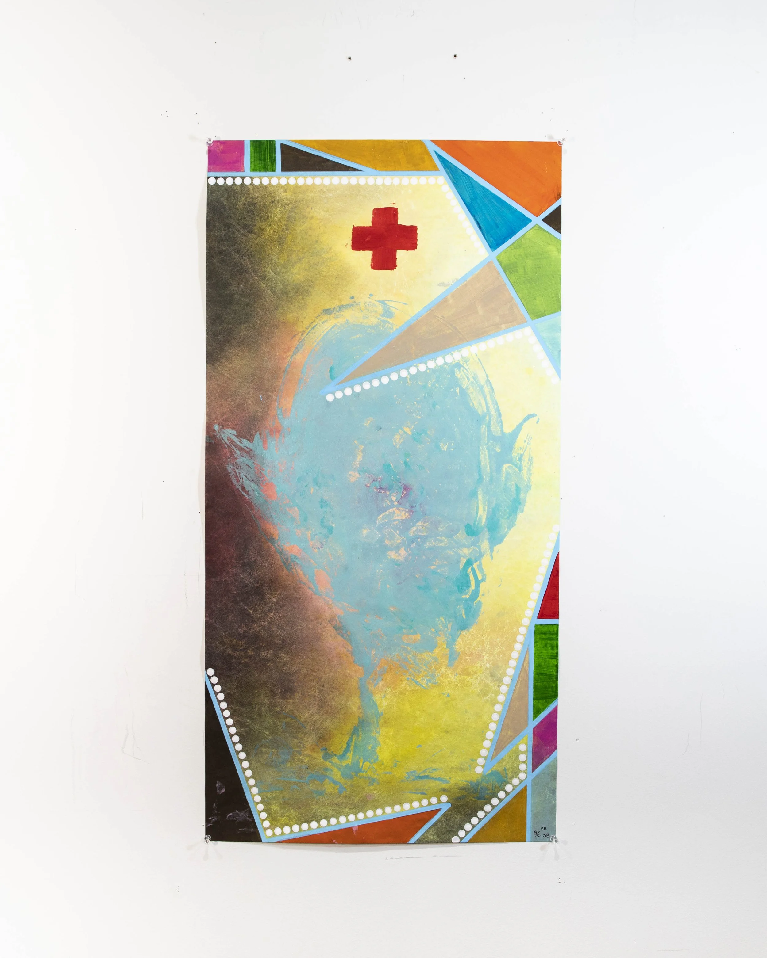 PRINCIPLE OF LEAST TIME, 2022 36” X 18” MIXED MEDIA ON TYVEK