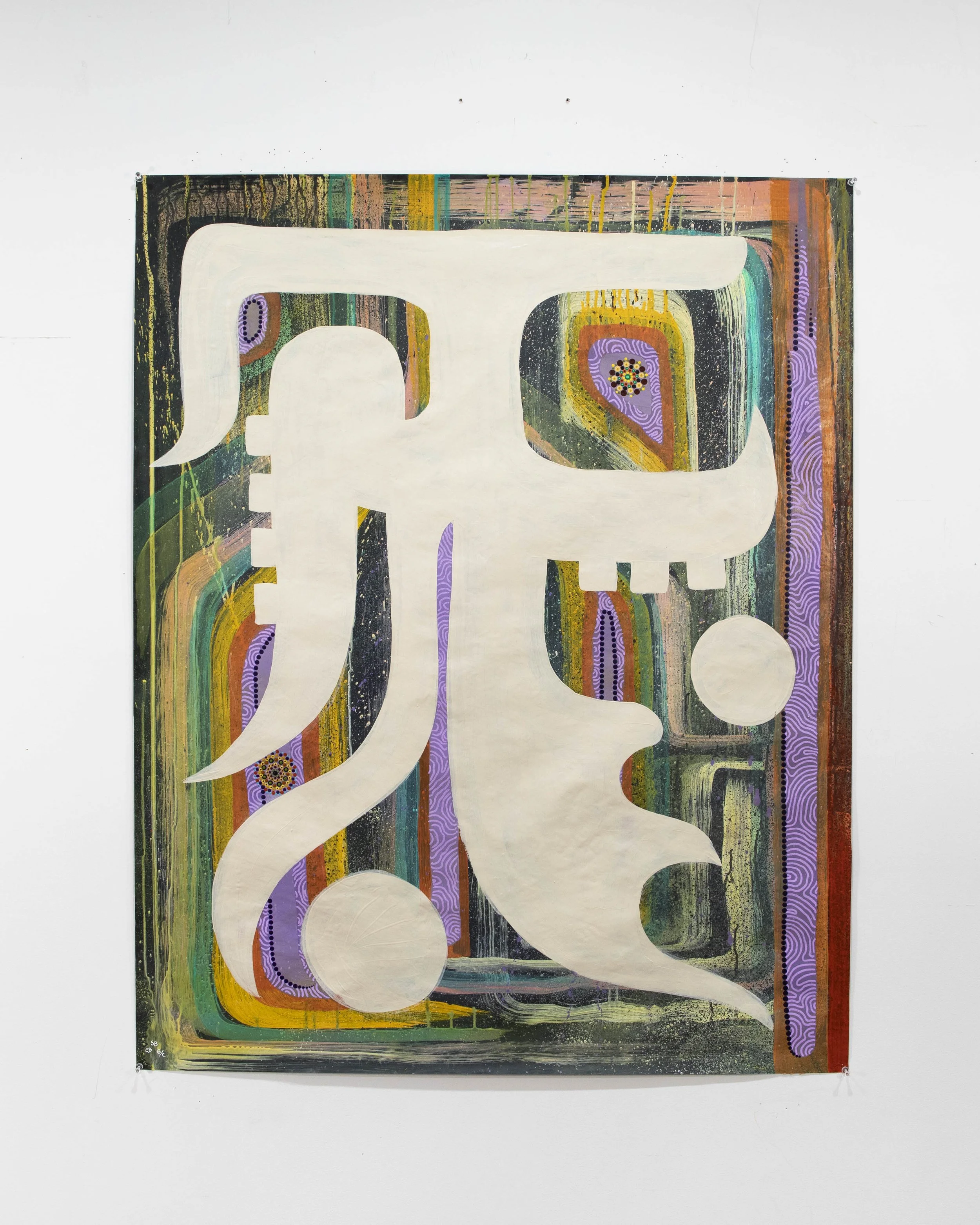 SOUL MEDLEY, 2022 45” X 36” MIXED MEDIA ON TYVEK