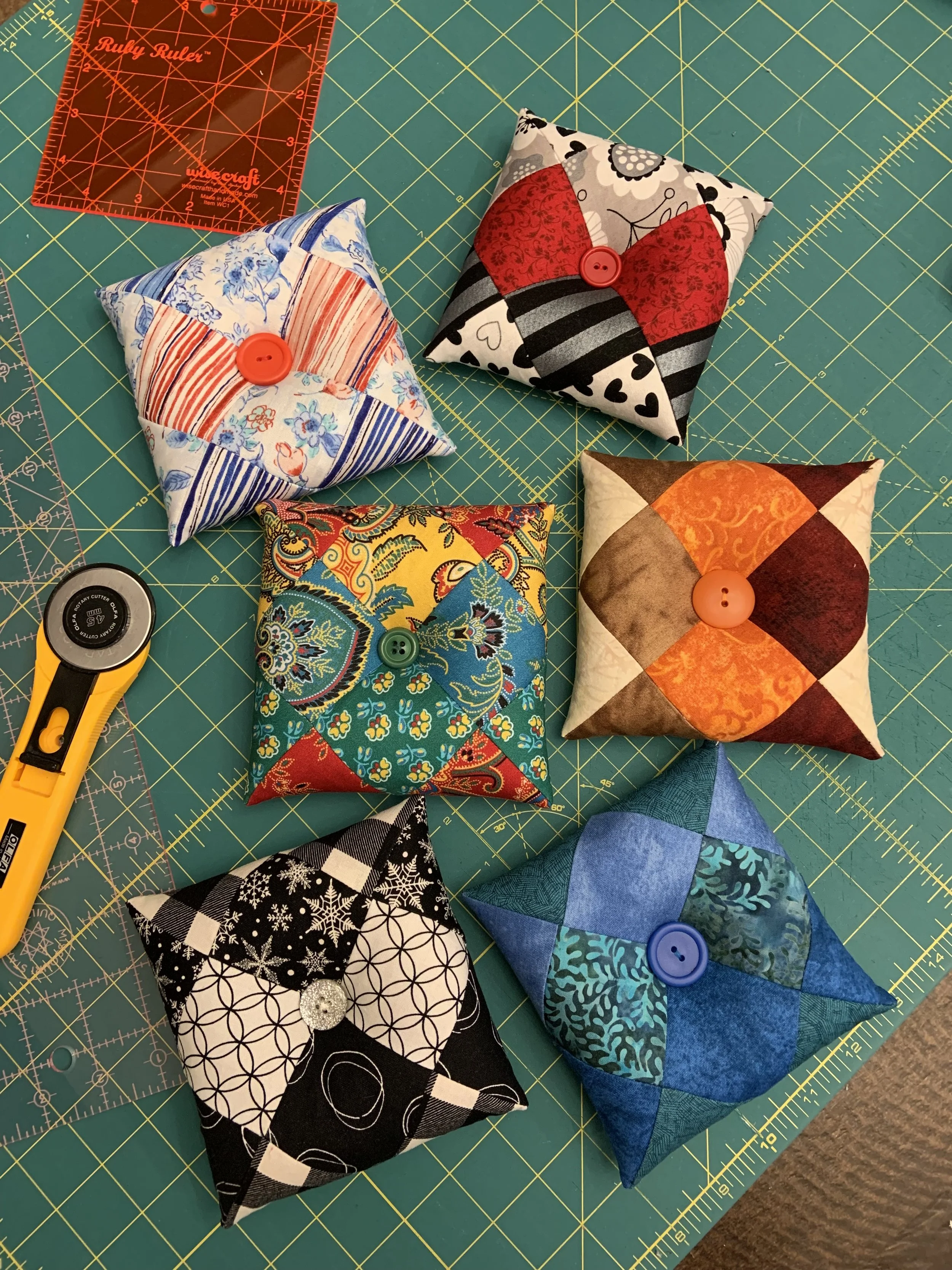 Pin Cushions
filled with crushed walnut shells