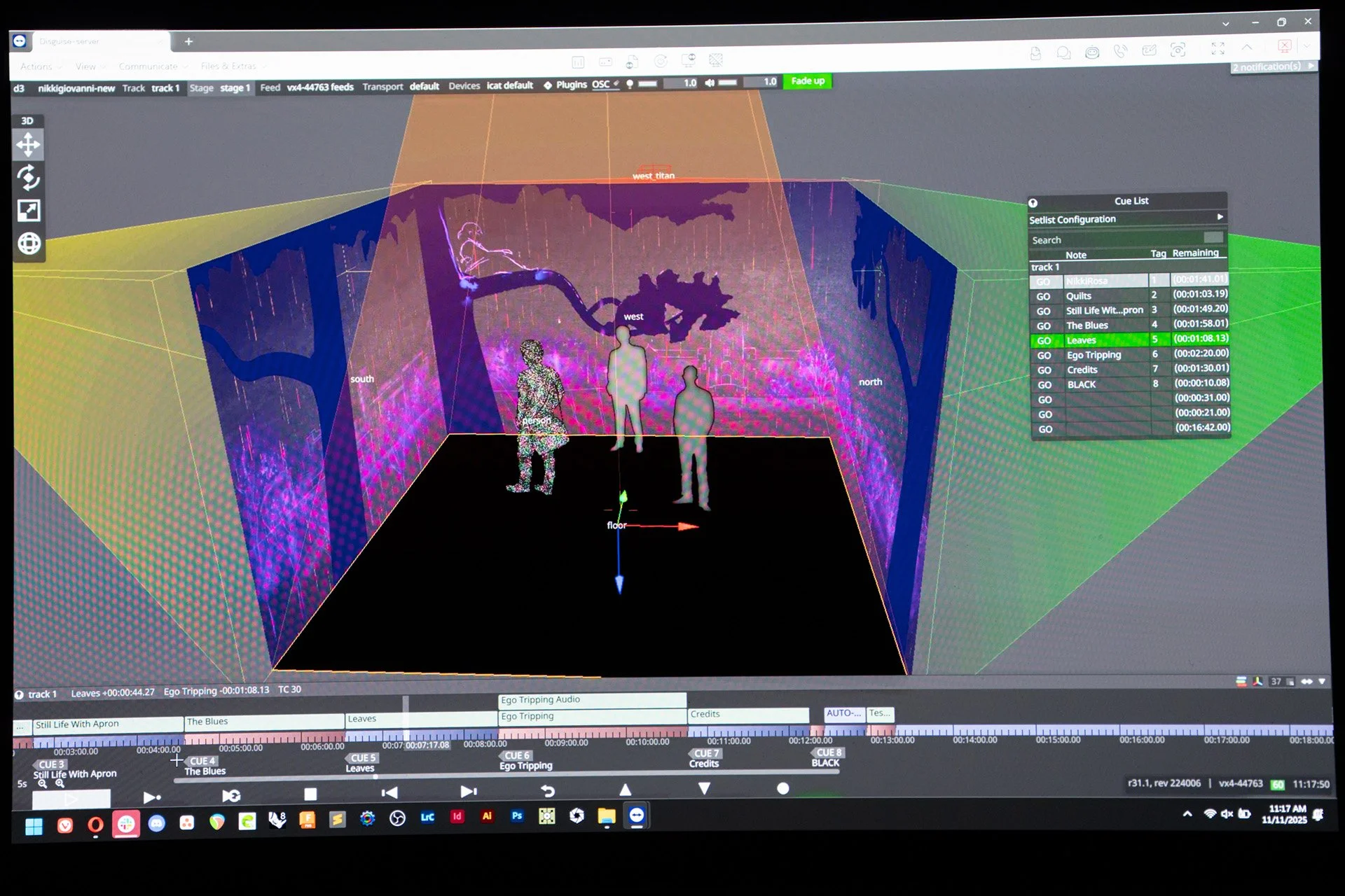 David Franusich working on the virtual twin of the projection space. Photo by Clark Dehart for Virginia Tech.