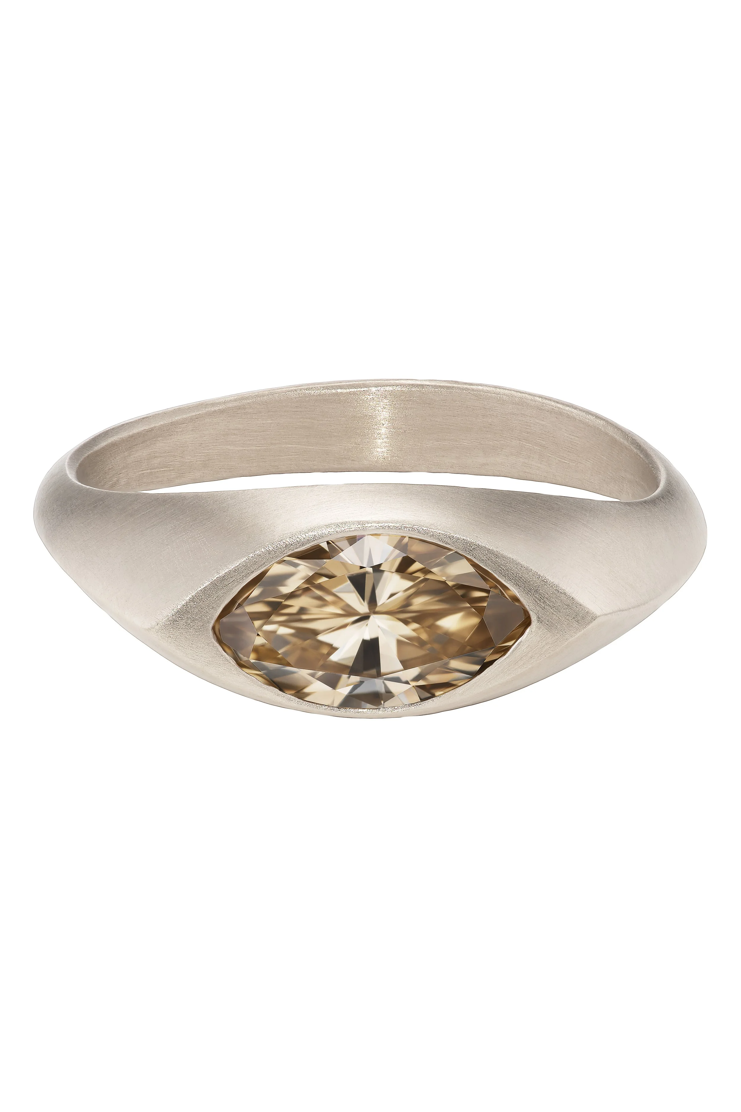 White Gold Ellipse Ring with Champagne Diamond