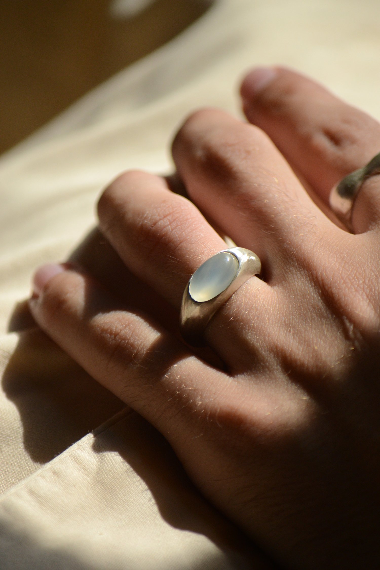 BayVog 925 Sterling Silver Moonstone Ring for Men, Men Moonstone Ring,