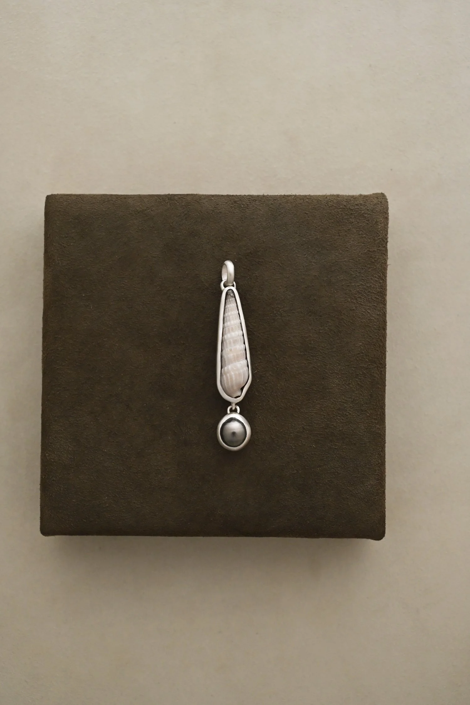 Cone Shell and Pearl Drop Pendant No. 2