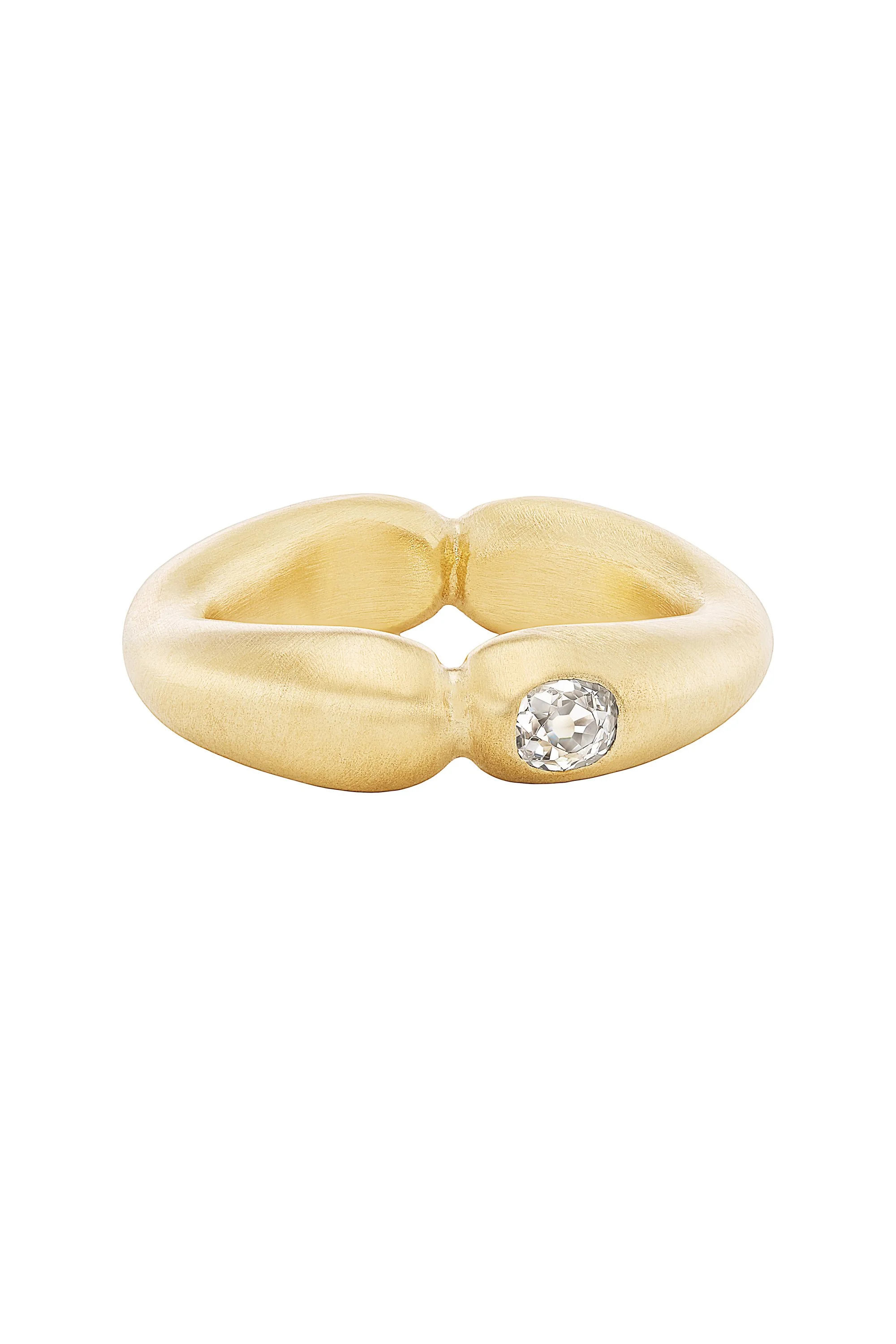Gold Two Halves Ring with Diamond
