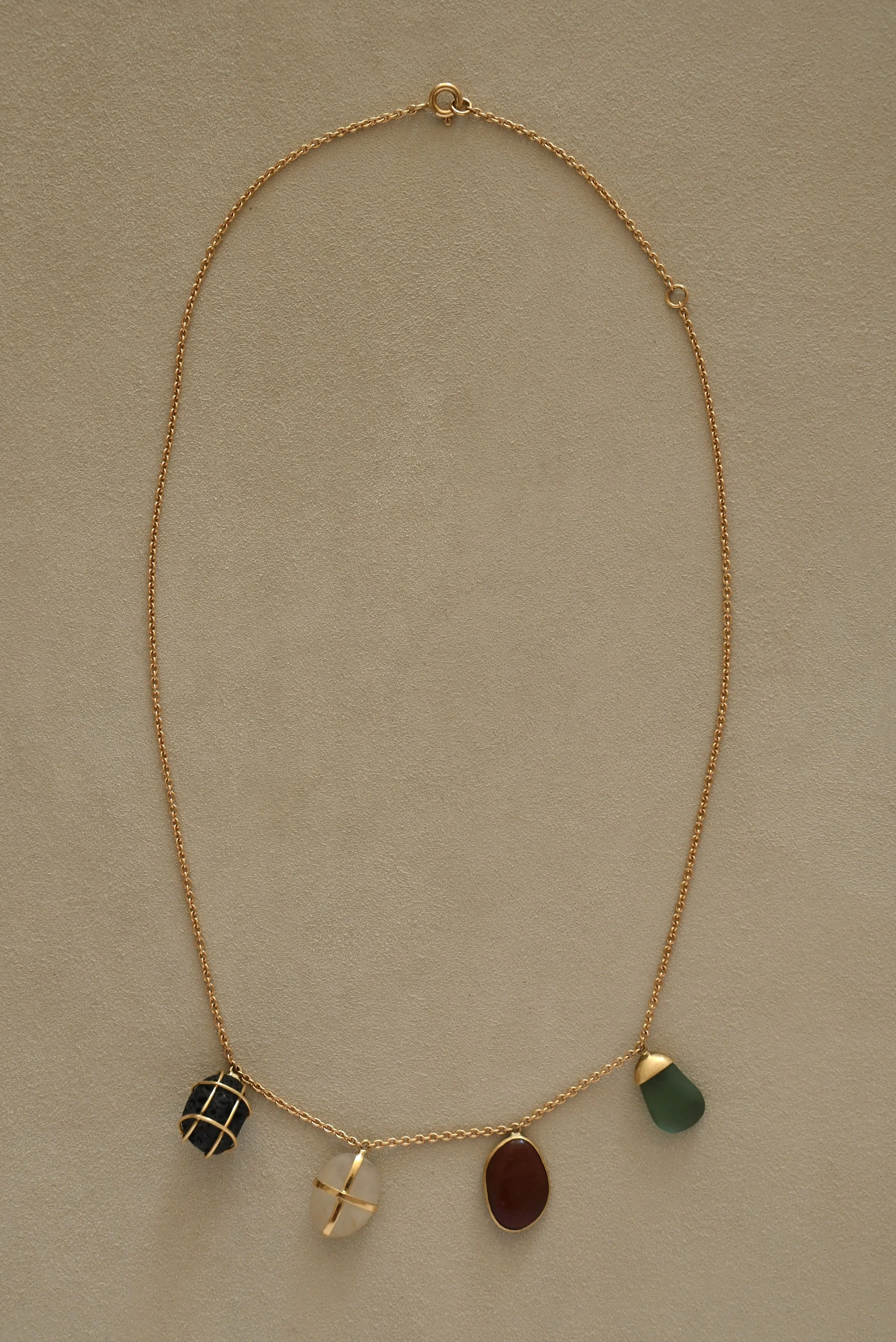 Gold Four Stone Necklace | Nathalie Mathoulin