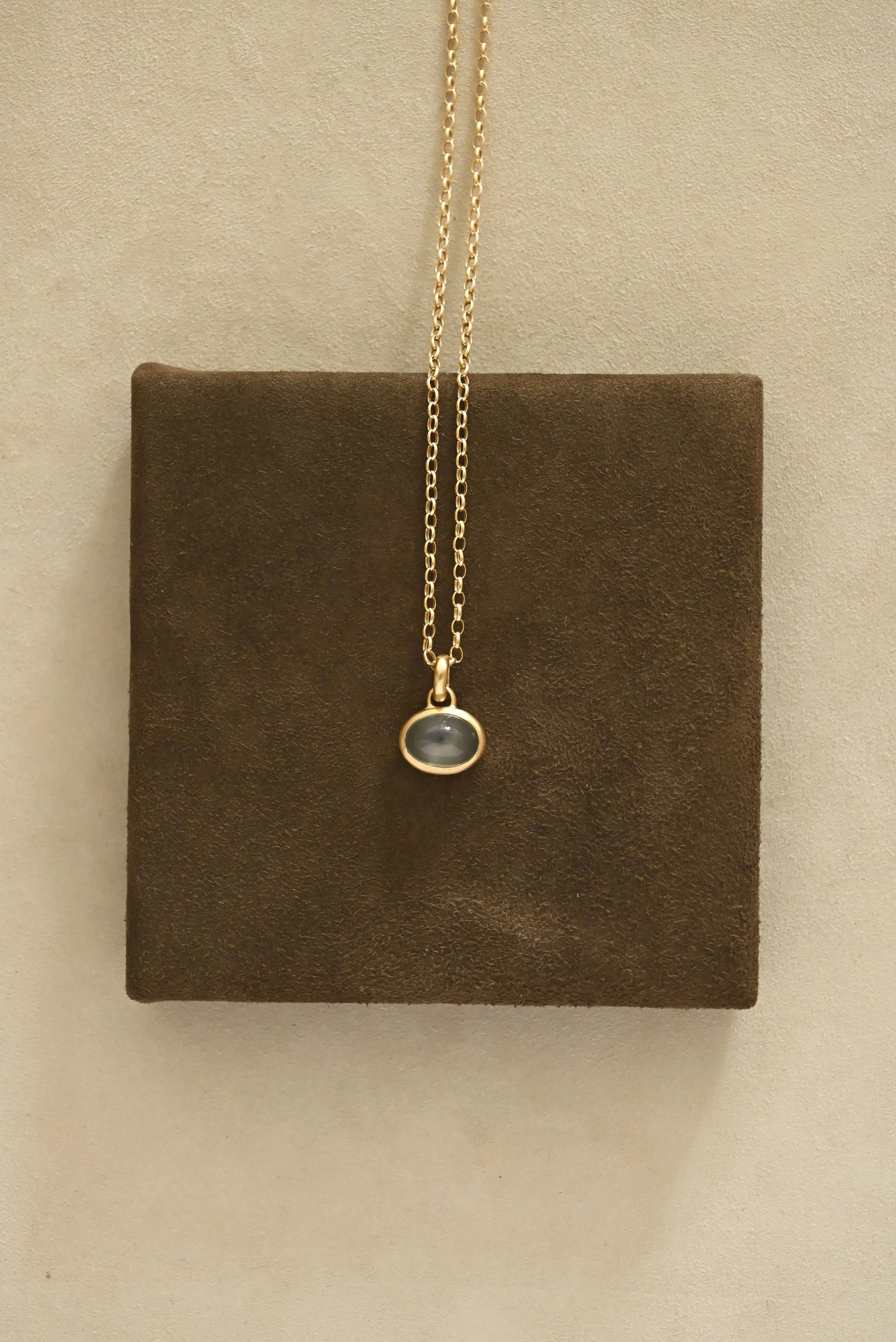 Green Moonstone and Gold Window Pendant No. 3
