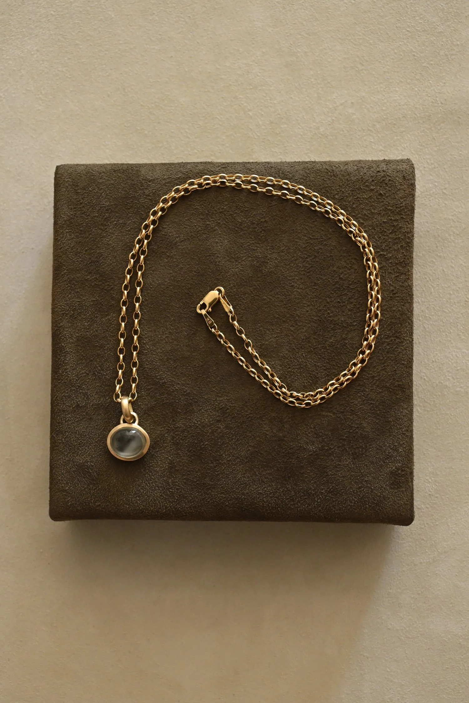Green Moonstone and Gold Window Pendant