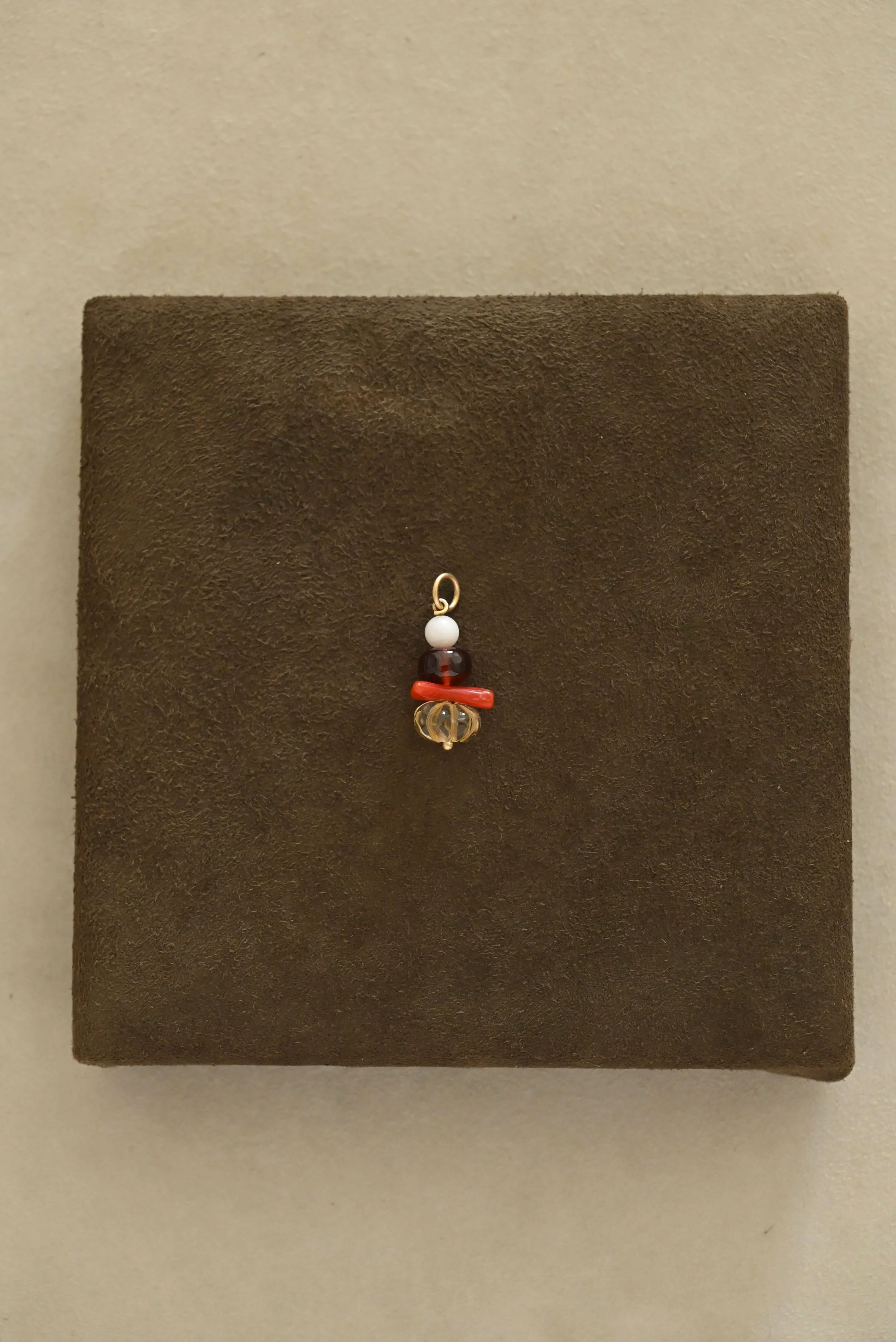 Gold, Coral, Citrine and Hessonite Garnet Talisman