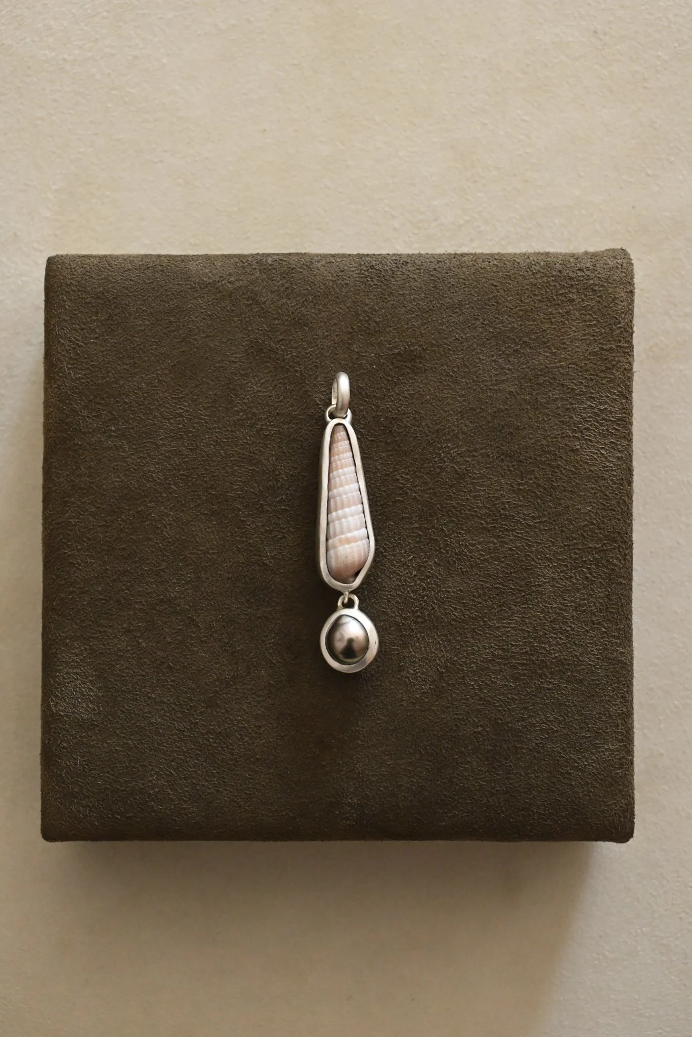 Cone Shell and Pearl Drop Pendant No. 1
