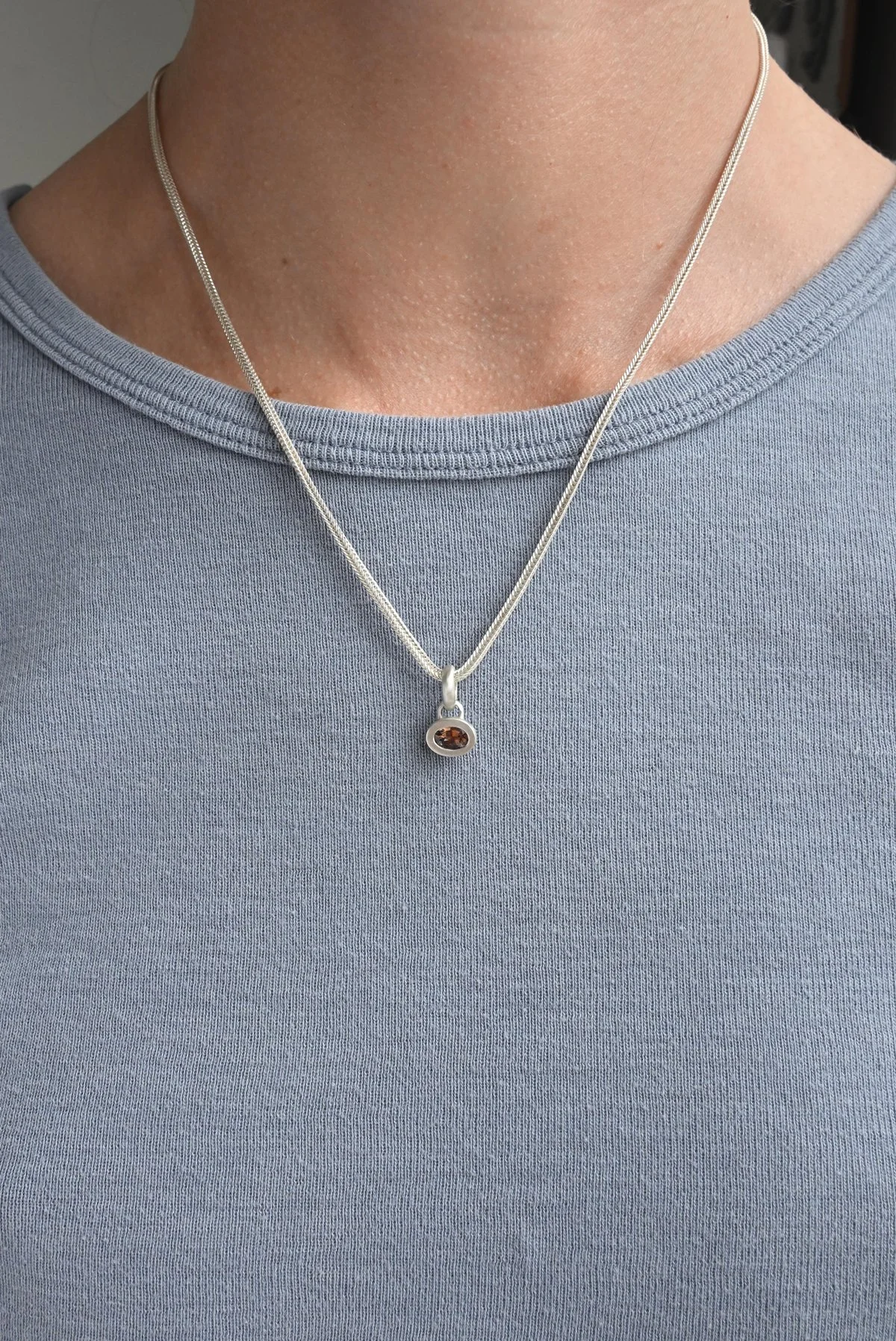 Brown Sapphire and Silver Pendant