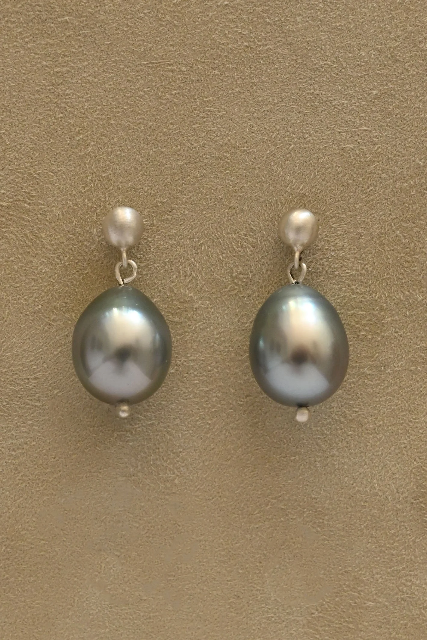 Tahitian Pearl and Silver Drop Earrings