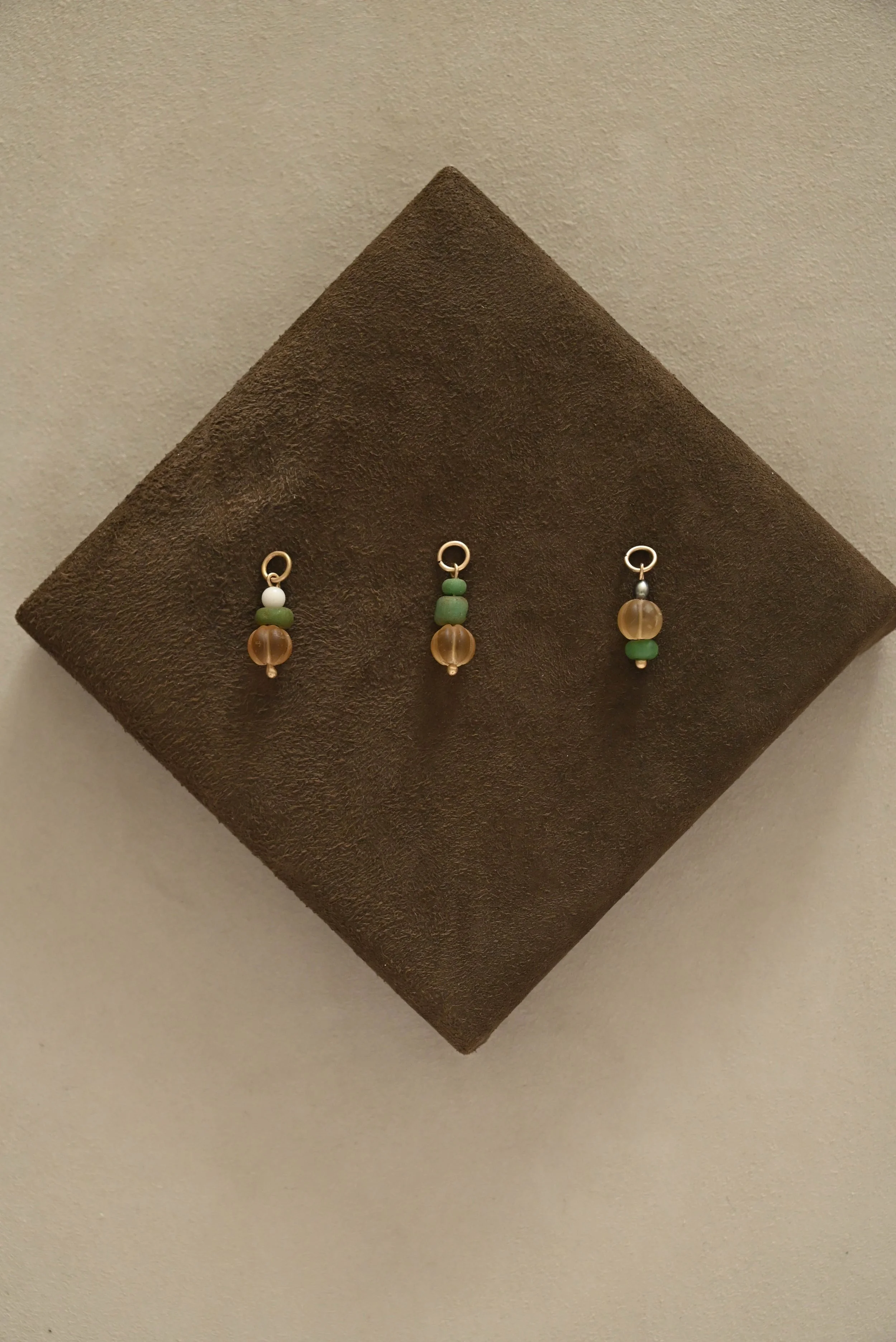Gold, Citrine, Pearl, Angel's Skin Coral, Glass Talisman