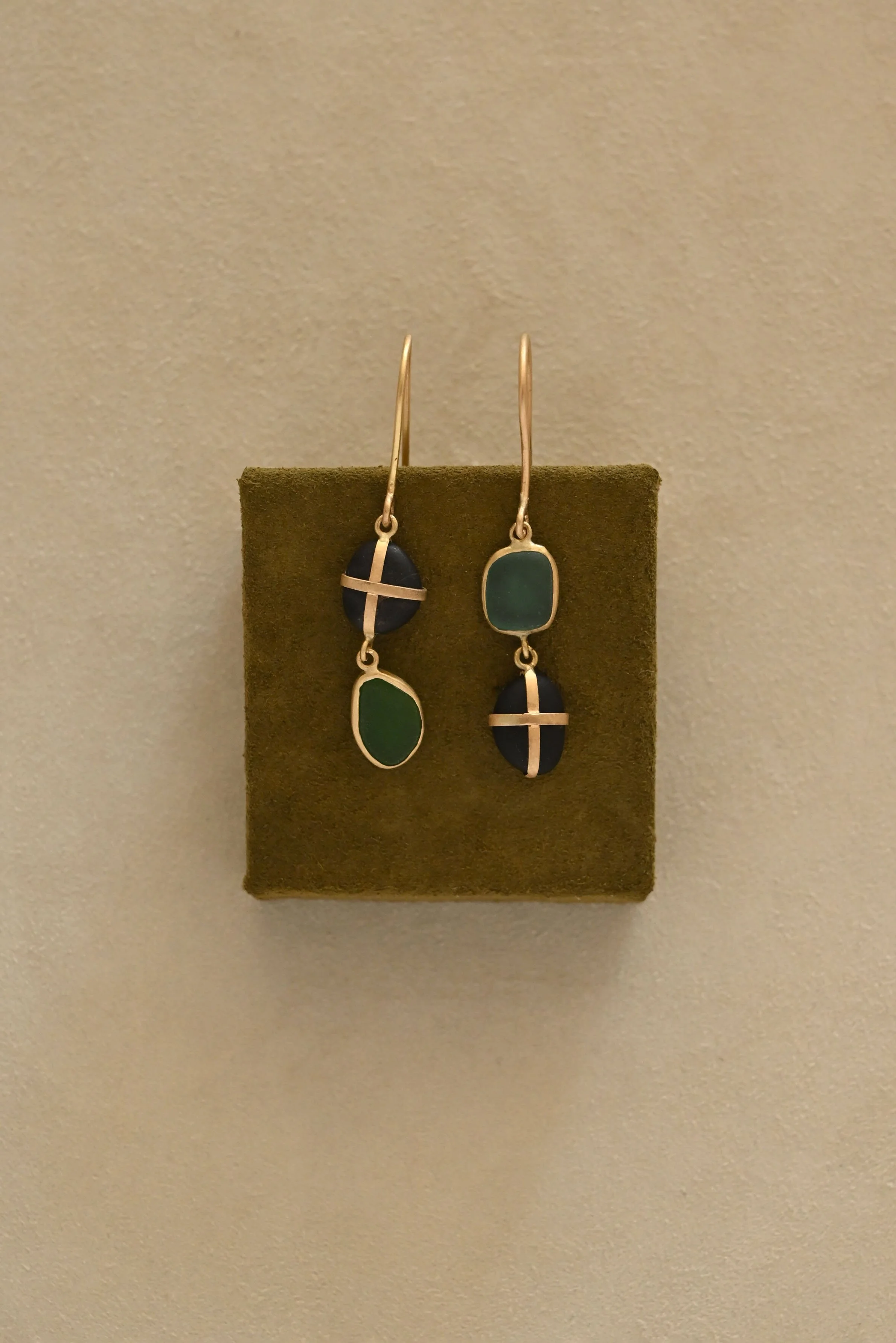 Gold, Stone, Sea Glass Earrings | Nathalie Mathoulin