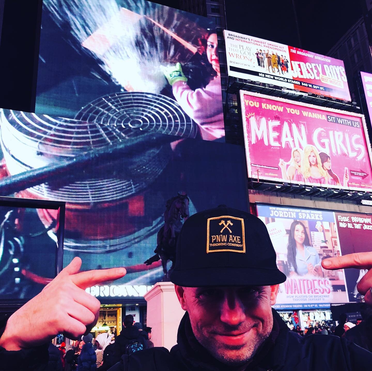 One more advertisement in Times Square tonight #pnwaxe #mobileaxethrowing #nyc #pnw