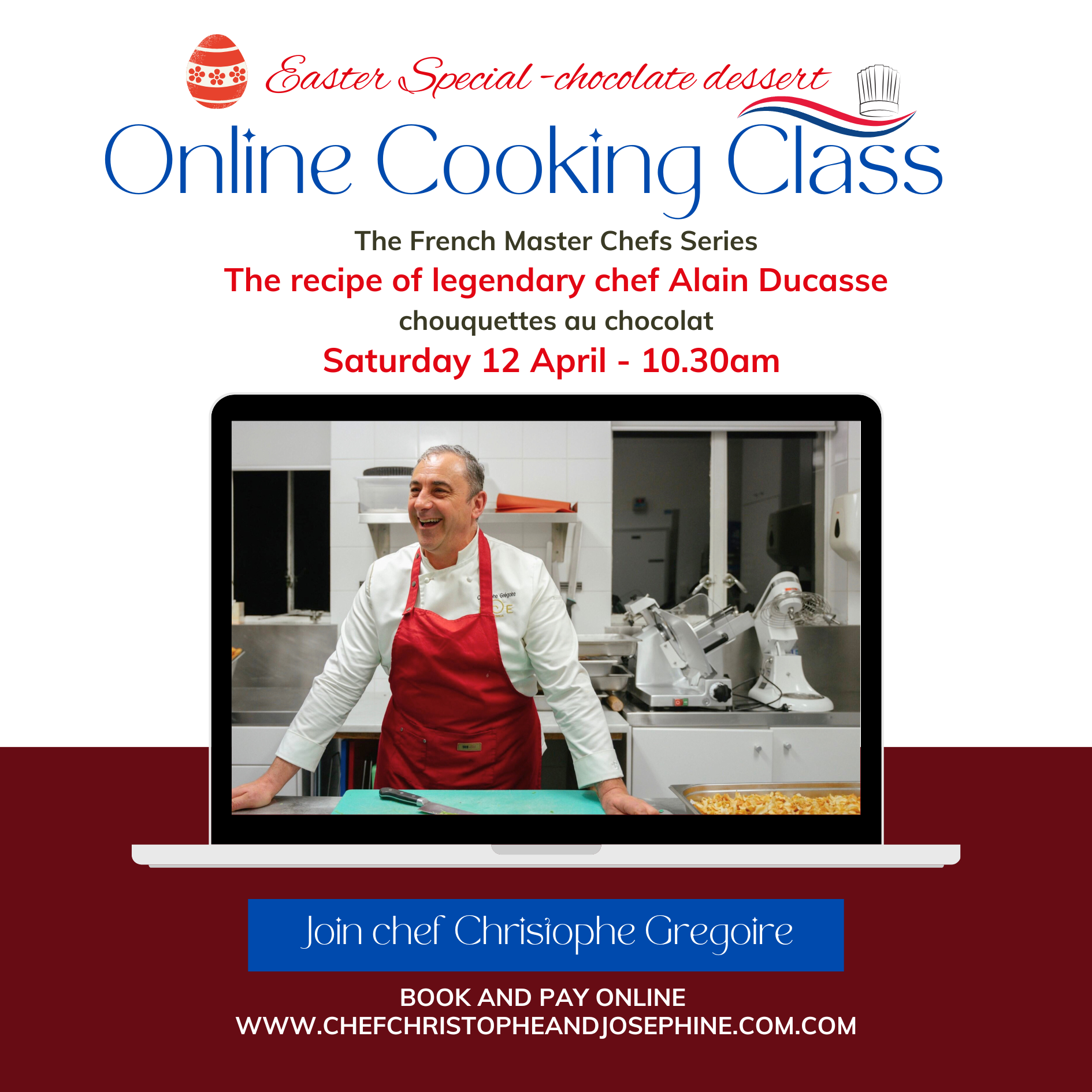 Online cooking class: Saturday 12 April 10.30am - chef Alain Ducasse’s Chouquettes au Chocolat