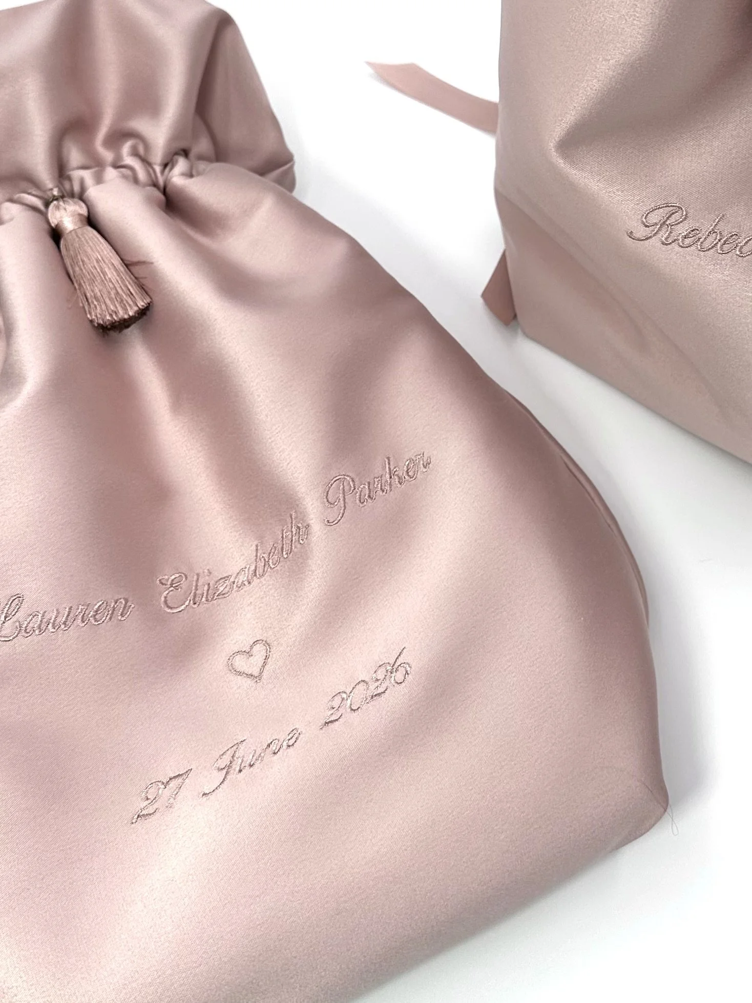 The Bridal Satin Keepsake Bag | Personalized Satin Accessory & Shoe Bag