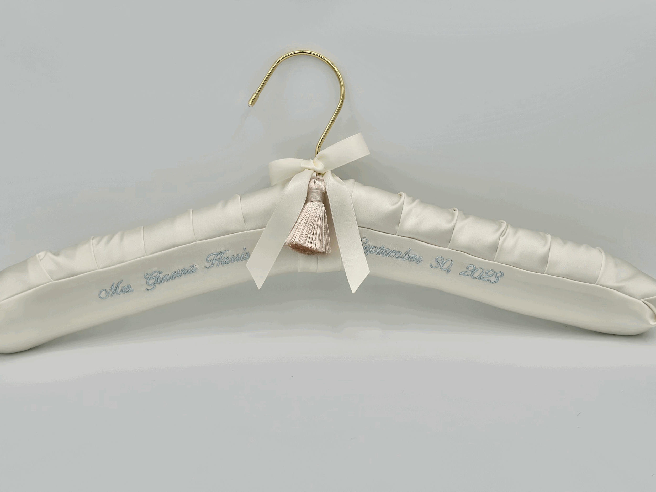 something blue personalized satin hanger