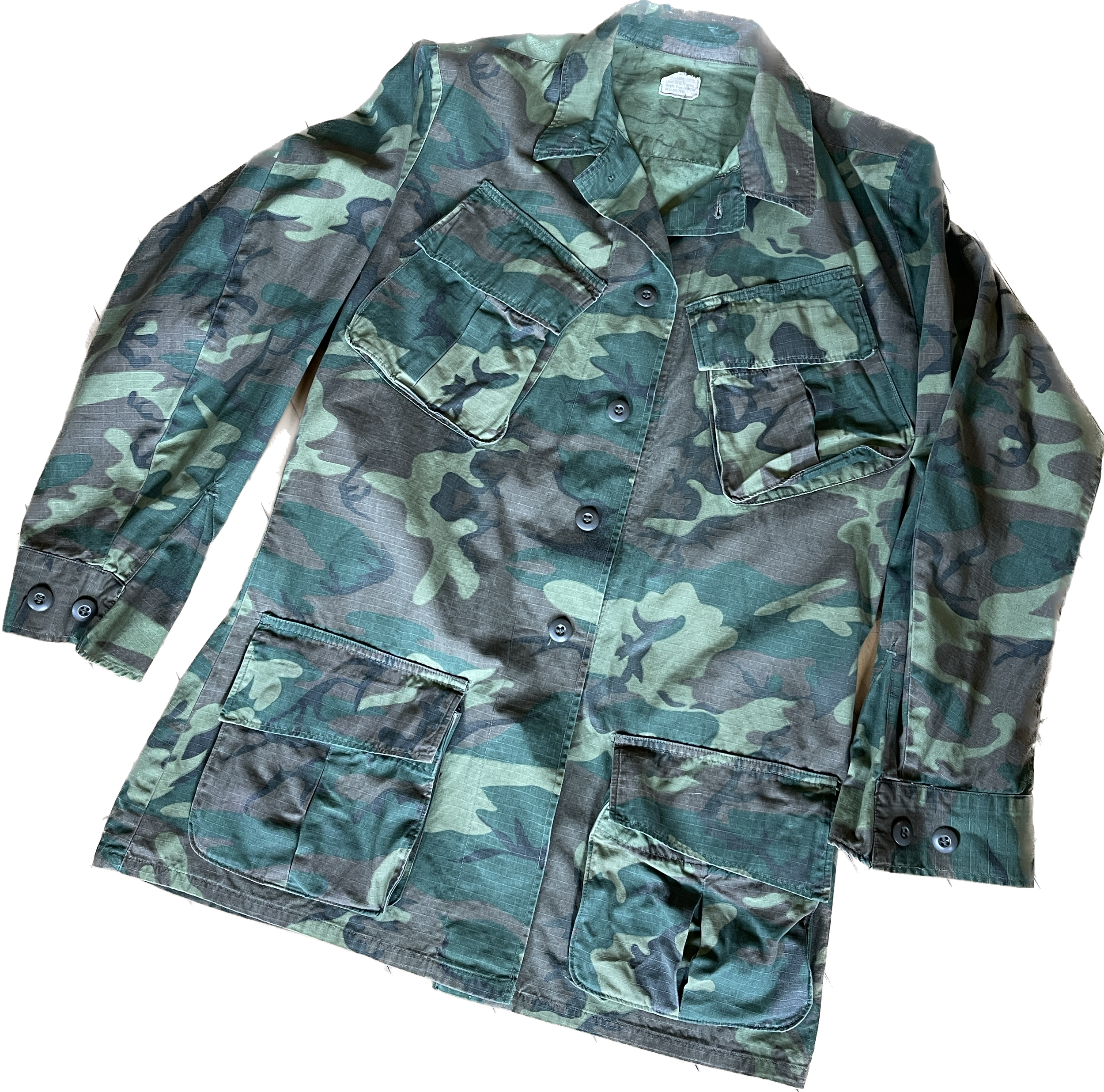 US Army Tropical Combat Jacket - 4th Pattern ERDL Camo 1968 Vietnam