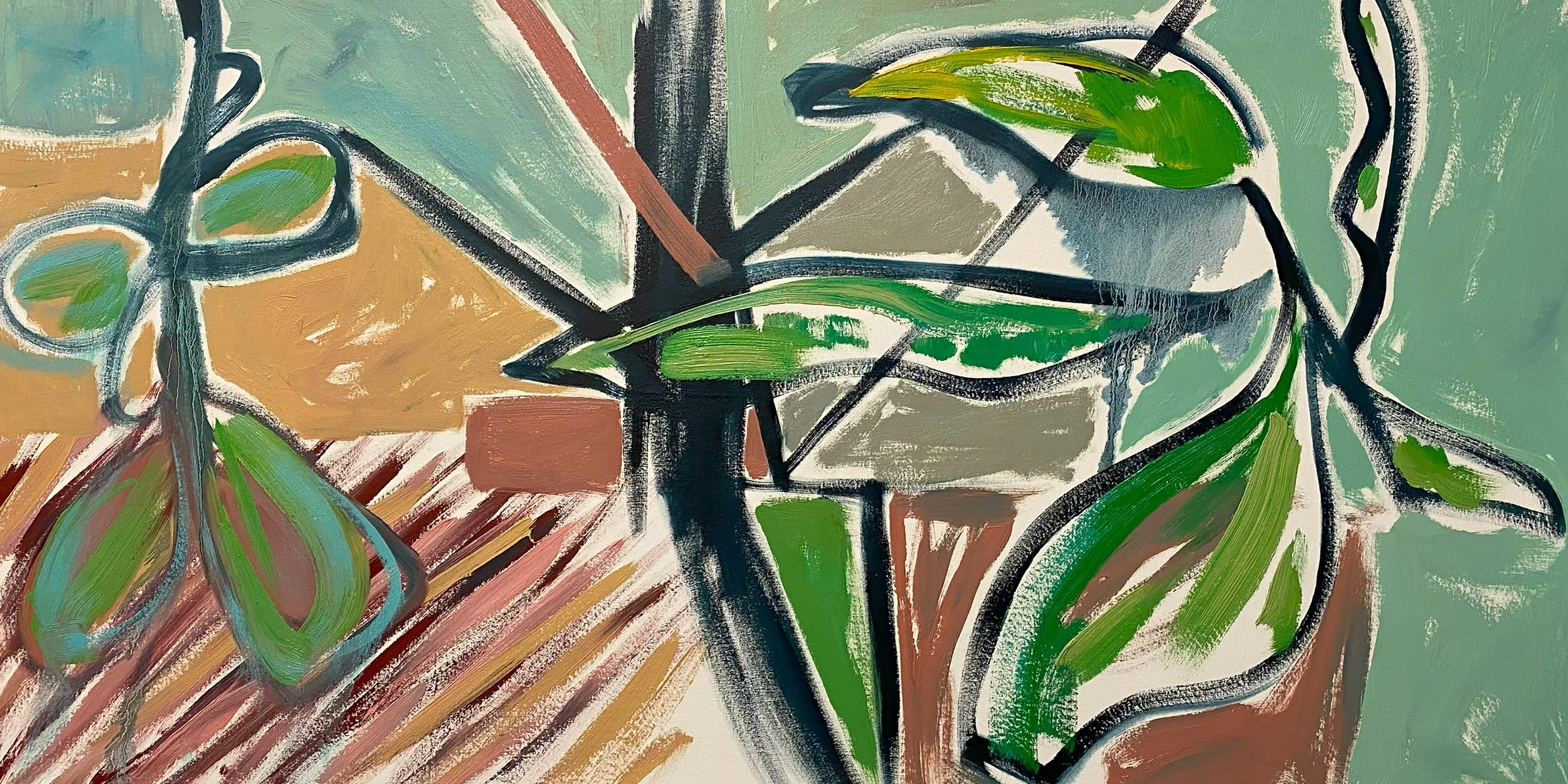 Abstract Study potted Plant No 5 30x60 Pamela Staker Studio abstract-study-potted-plant-no-5-30x60-pamela-staker-studio