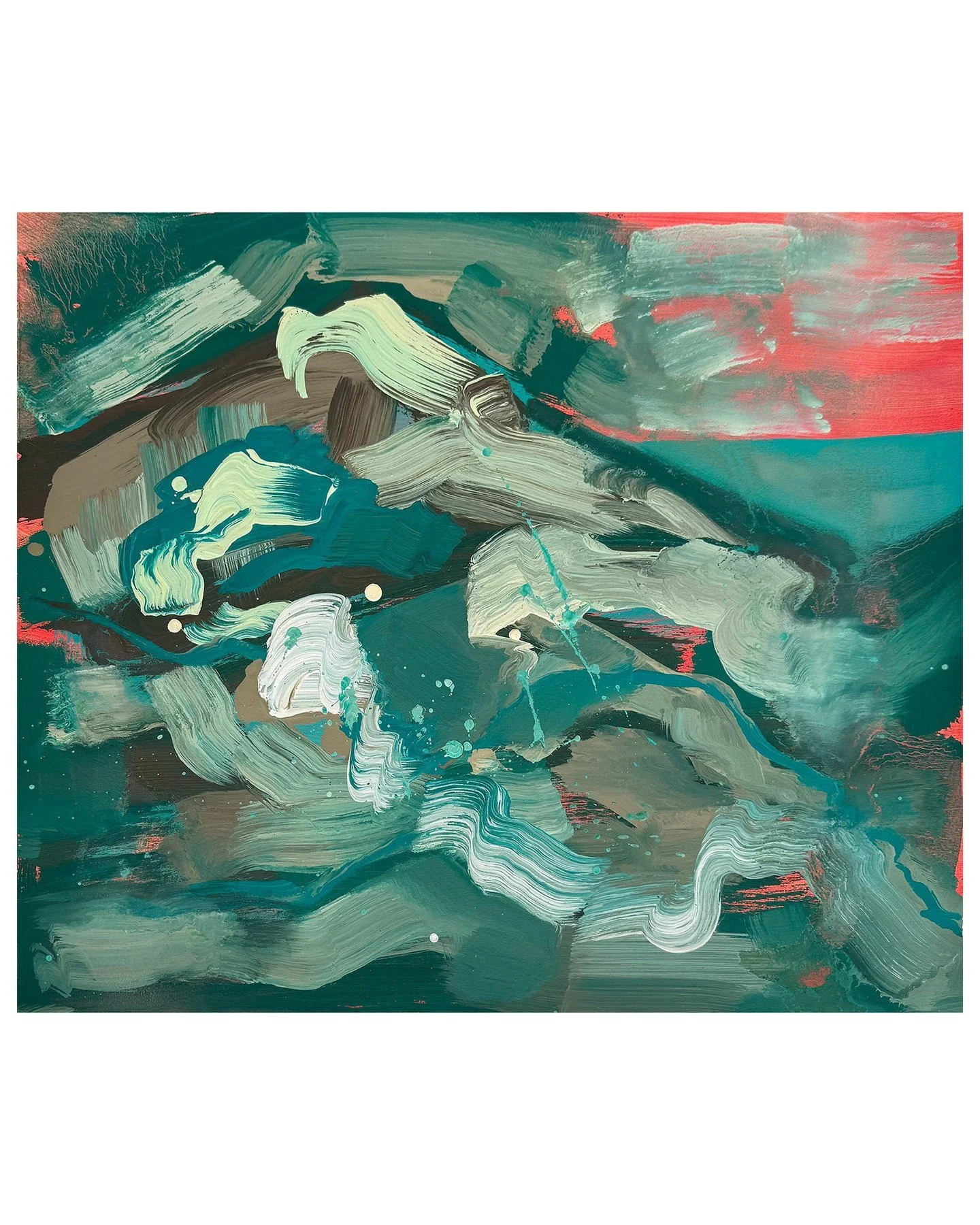 I've been creating these abstract ocean-inspired paintings off and on for a long time. They are quick, vibrant, energetic works, and I love making them. 
.
I often think of these as studies for future large-scale projects. That’s actually how