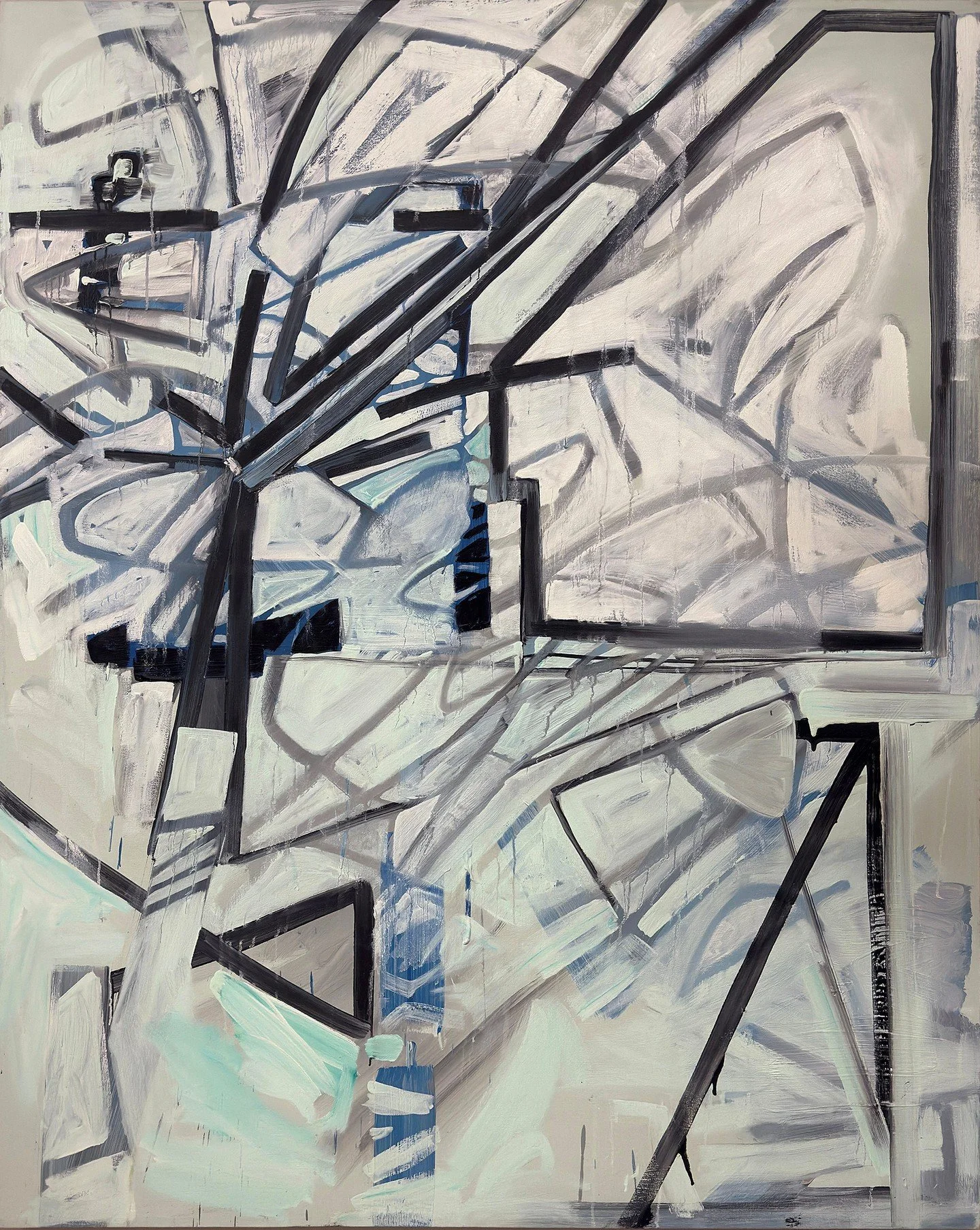 I painted this one a while back, and it still resonates with me. The icy monochromatic palette, alongside the dynamic mark-making, gives this piece an unexpected amount of depth and interest. After almost 10 years, I still truly enjoy looking at it.⁠