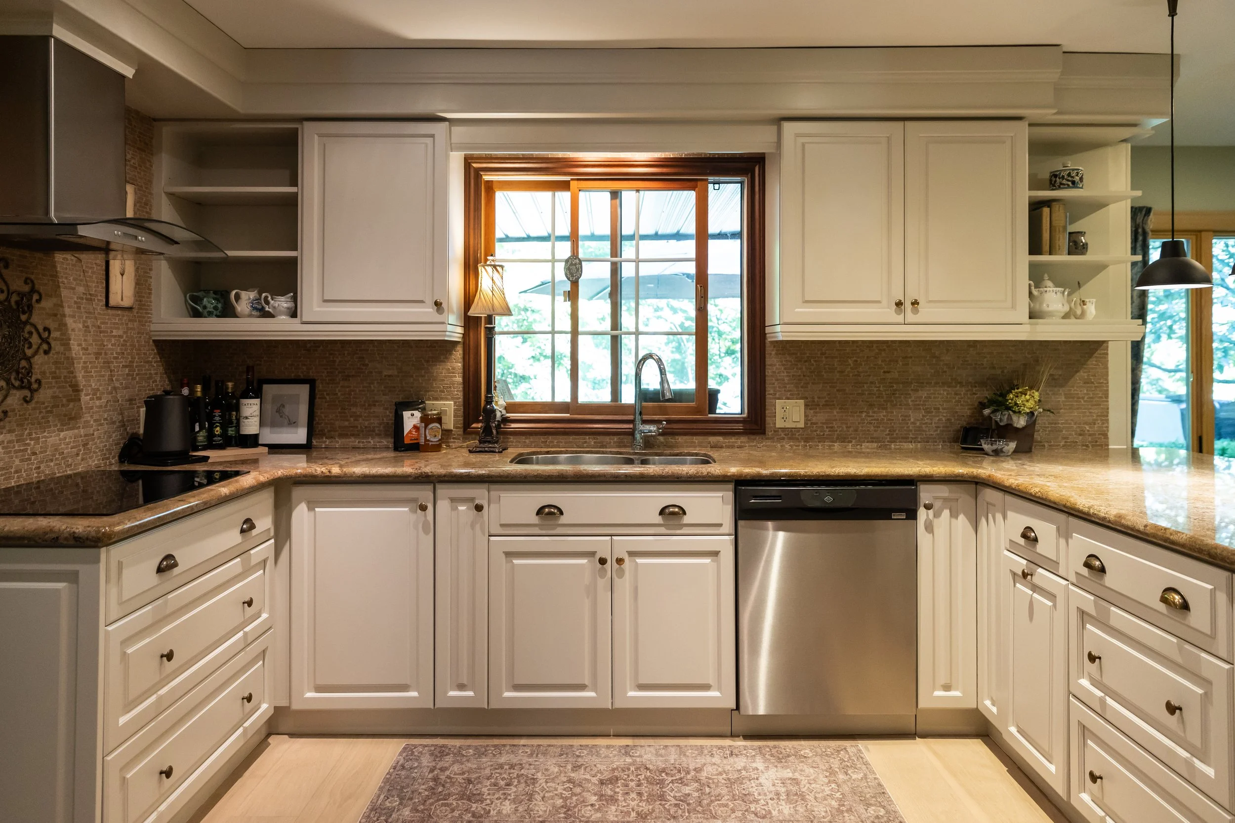 McHugh Painting service. Interior off white kitchen cabinets.