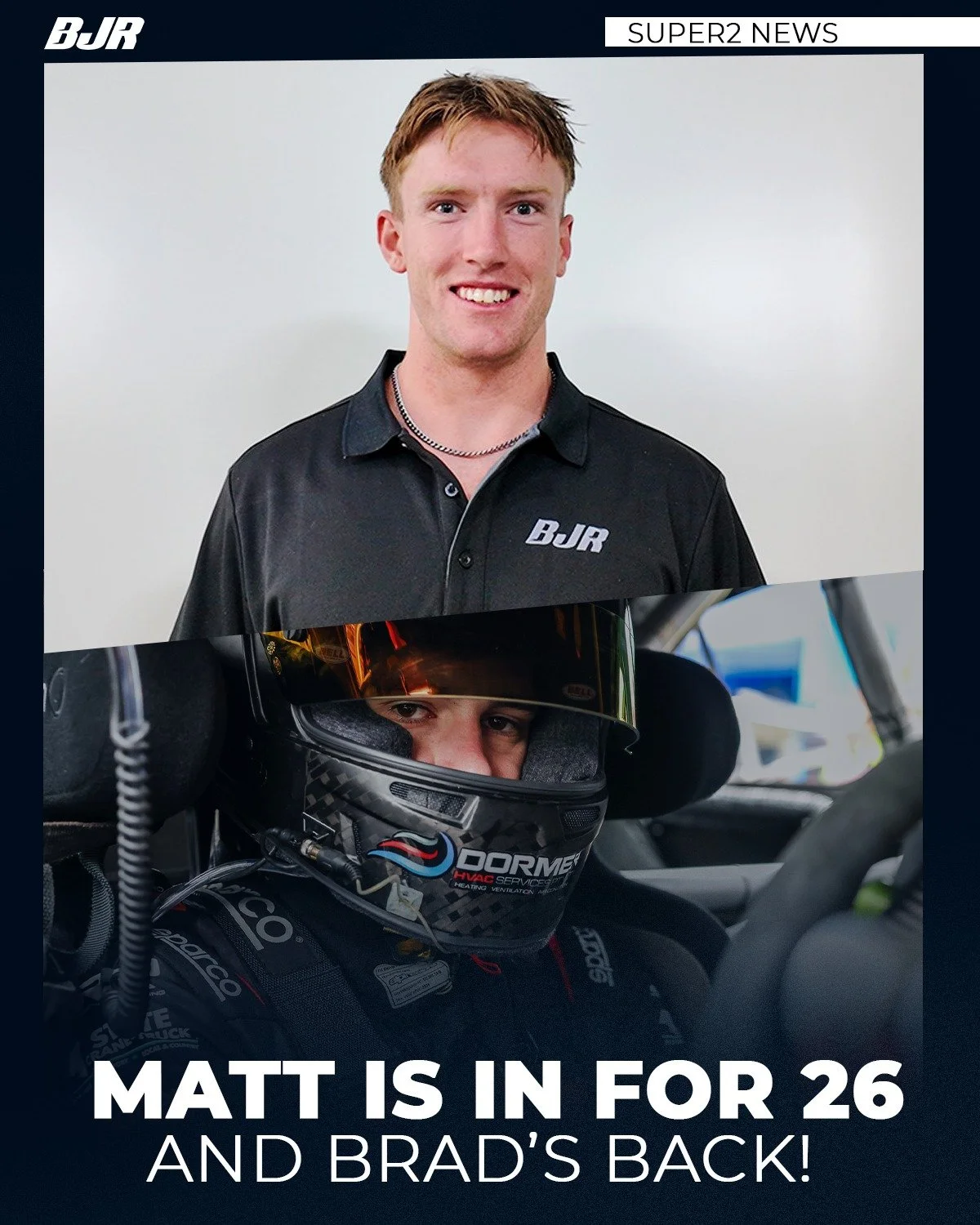 Our Super2 line-up is locked in for 2026 and we're excited for this one.

⭕Welcome to team BJR Matt!
⭕ Brad is back!!!