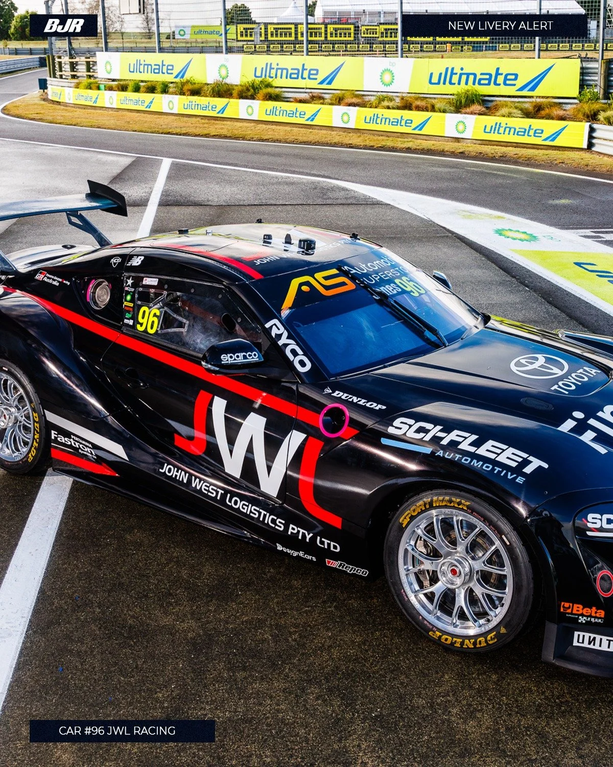 John West Logistics takes the wheel in NZ.

The #96 GR Supra gets a bold new look for the Supercars double-header starting this weekend at Taupō.