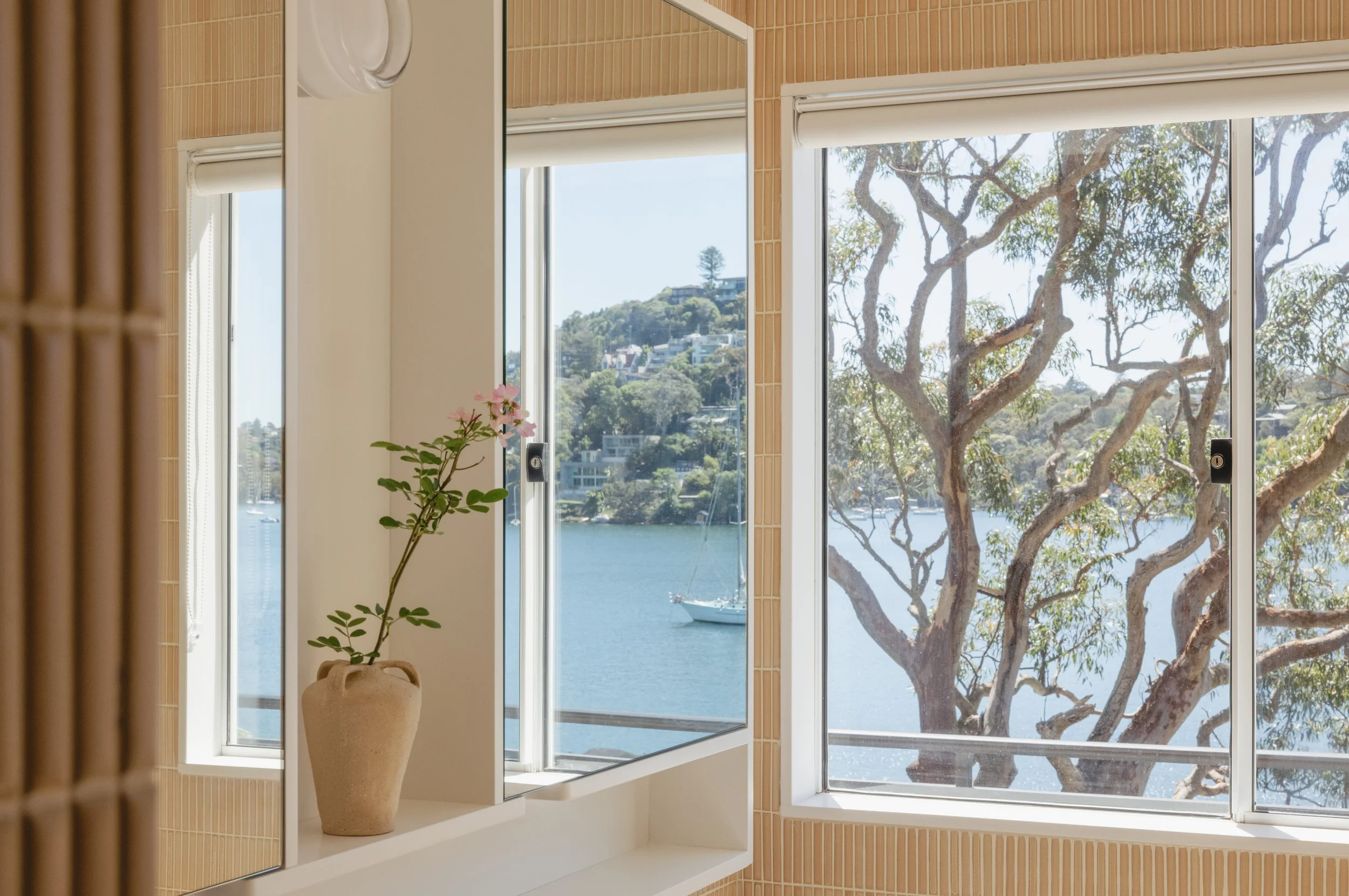 Bathroom with ocean views
