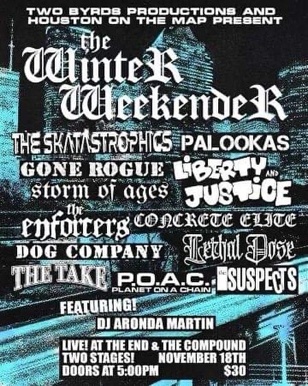 Our next show is in Texas on November 18th.  This one&rsquo;s gonna be a banger! 

#thetakenyc #thetake #winterweekender #libertyandjustice #concreteelite #palookas #skatastrophics #oi #ska #nyhc #punkrock #punksandskins