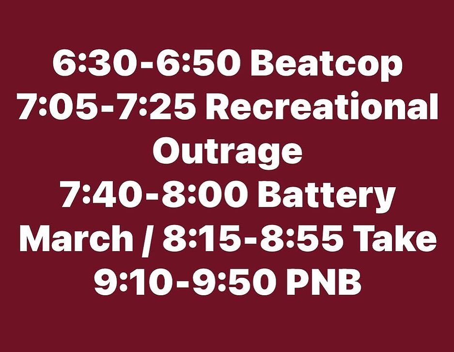 Set times for tonight&rsquo;s show at the Woodshop in Brooklyn!!

#thetakenyc #thetake #pistnbroke #batterymarch #recreationaloutrage #beatcop #oi #punkrock #nyhc #skinheadrocknroll #skinheads #punksandskins #bootsandbeers #bootsandbracesdontmakemera