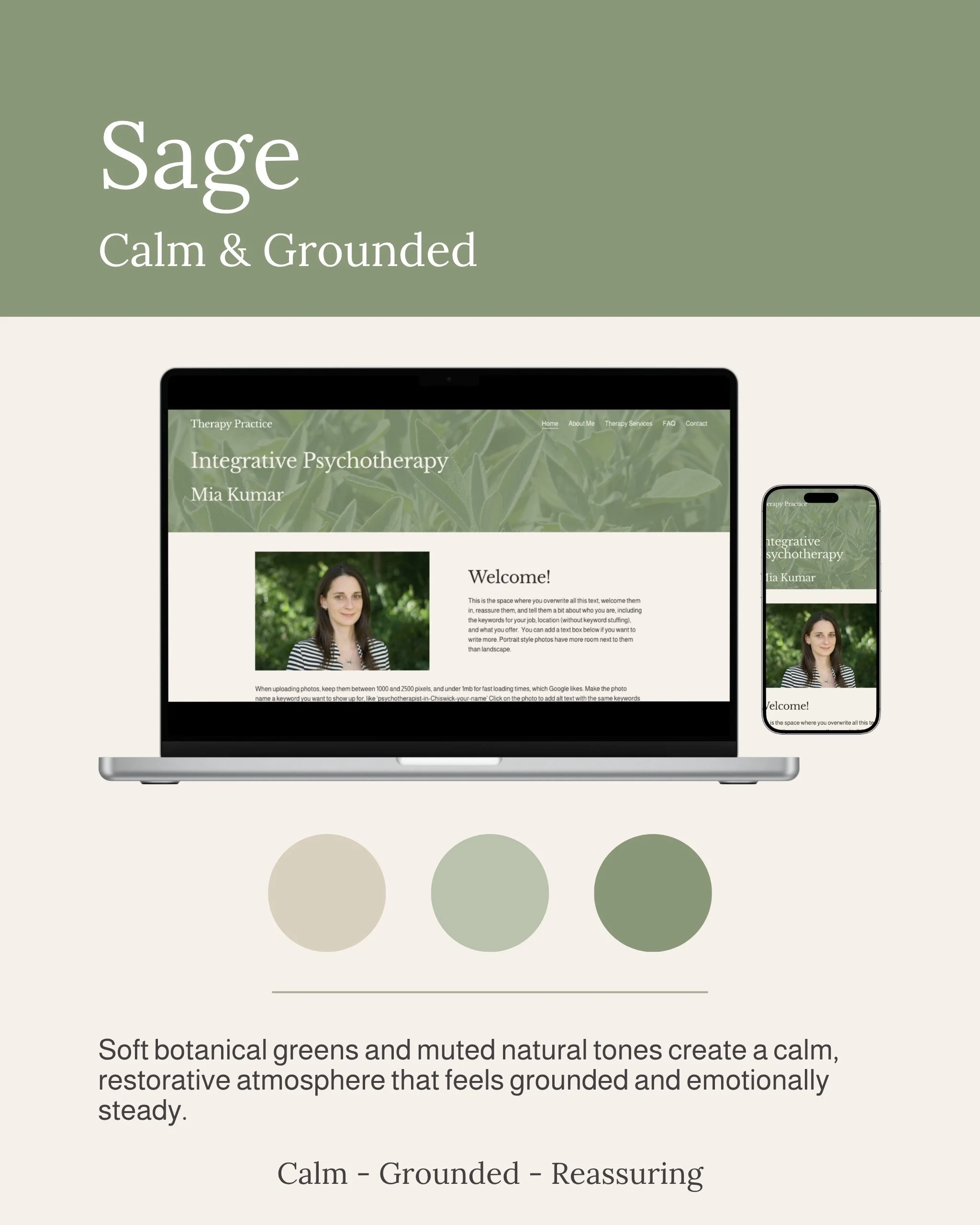Therapist Website Template Sage