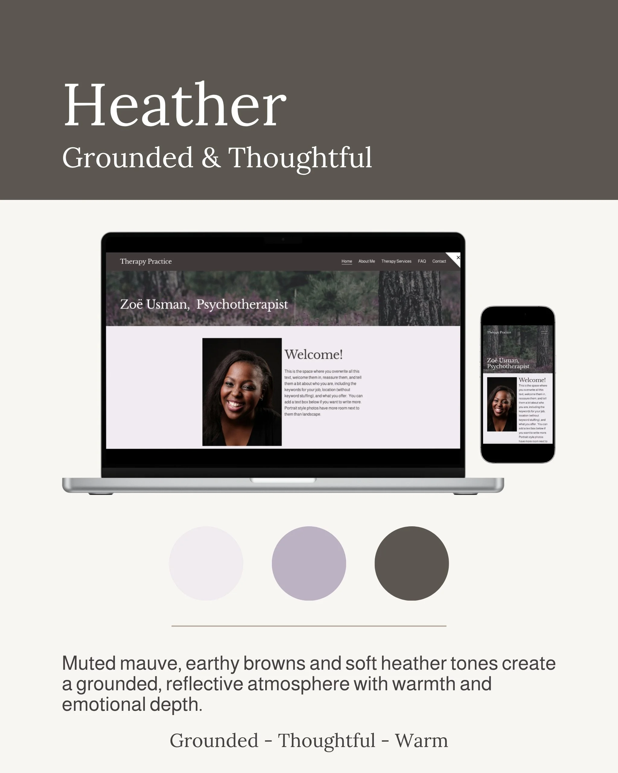 Therapist Website Template Sunlit Heather
