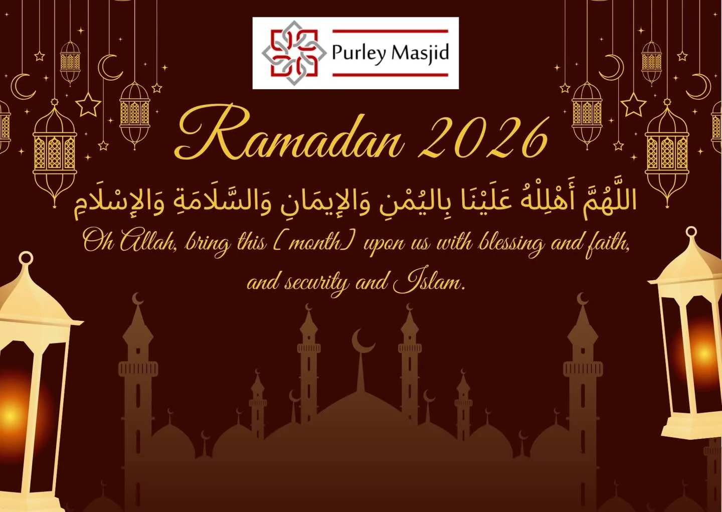 *🌙 Ramadhan Mubarak 🌙*

As we welcome the blessed month of Ramadhan, we are grateful to begin this journey of mercy, forgiveness, and renewal together.

*✨ Tonight marks our first Taraweeh prayer ✨*

Isha Jamaat : 7:45pm

May Allah fill our hearts 