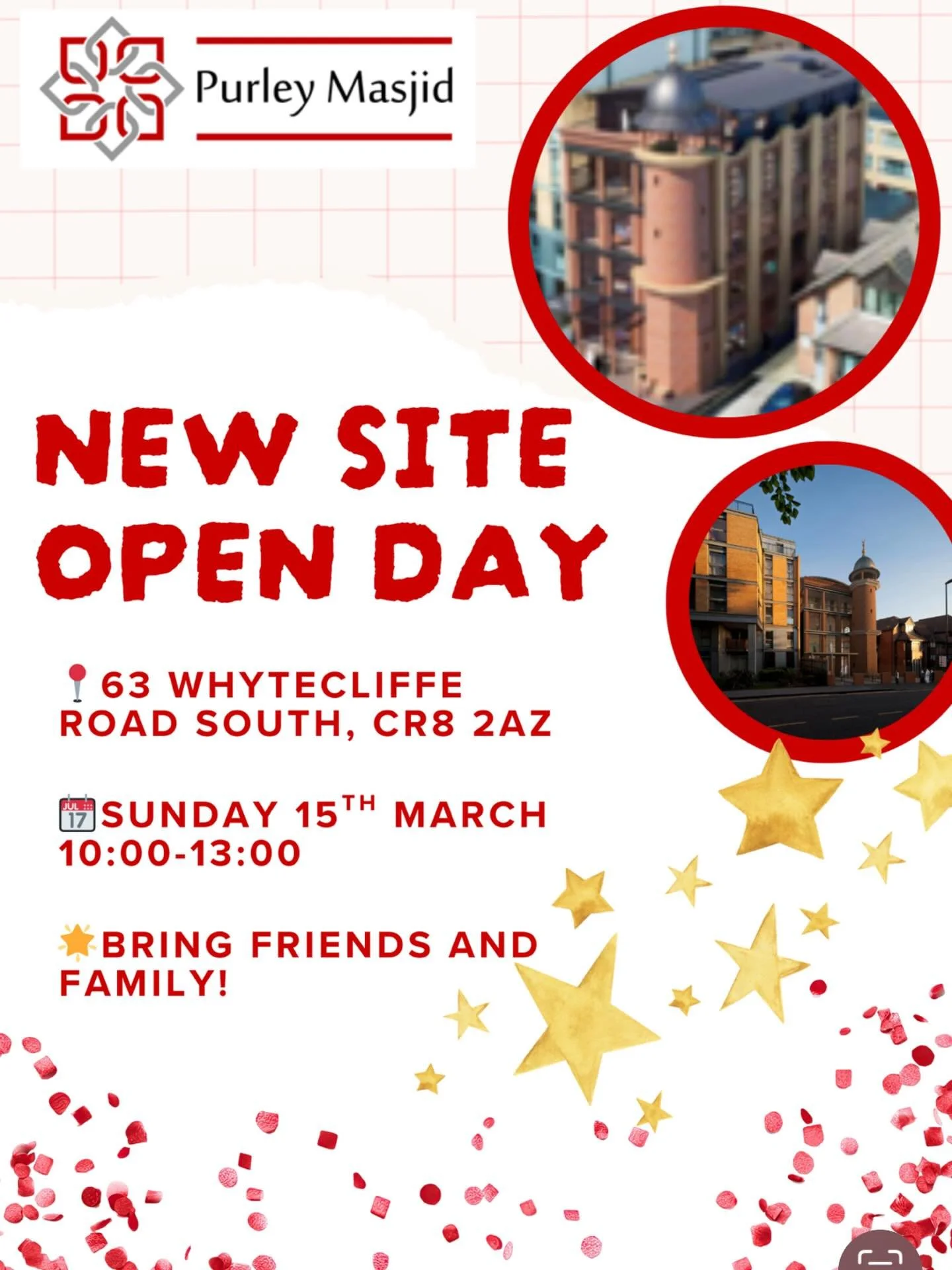 Join us for our New Site Open Day and see the vision for the future of our community.

📍 63 Whytecliffe Road South, CR8 2AZ
📅 Sunday 15th March
⏰ 10:00&ndash;13:00

Bring your friends &amp; family &mdash; everyone is welcome.