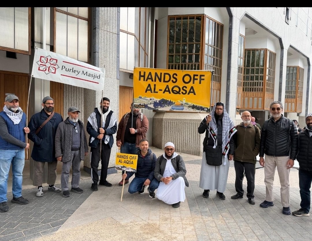 On Saturday 16th May 2026, 78 years after the mass displacement, ethnic cleansing, and dispossession of approximately 750,000 Palestinians, a band from Purley Masjid marched in solidarity with fellow supporters, in central London, for the call to fre