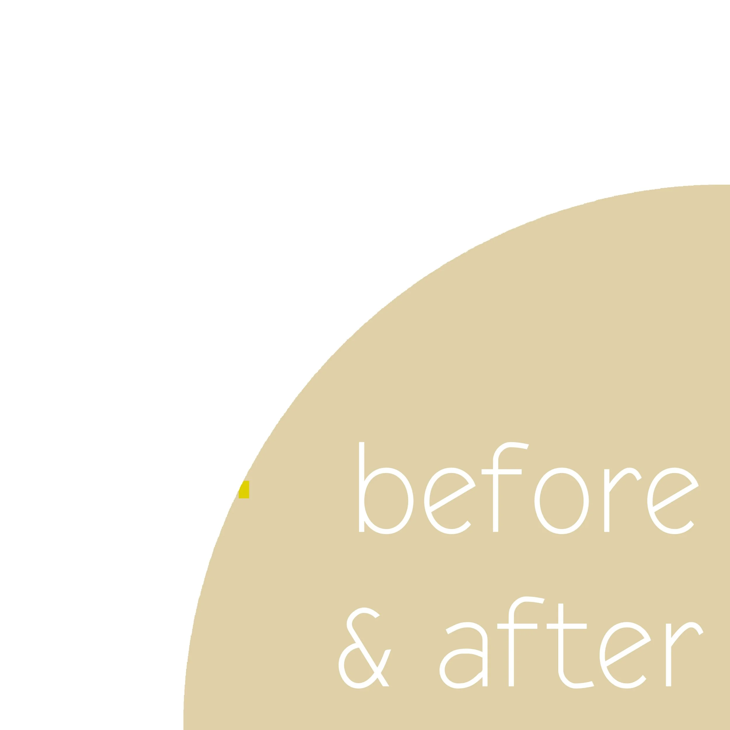 Close-up of a beige circular shape overlapping text on a white background.