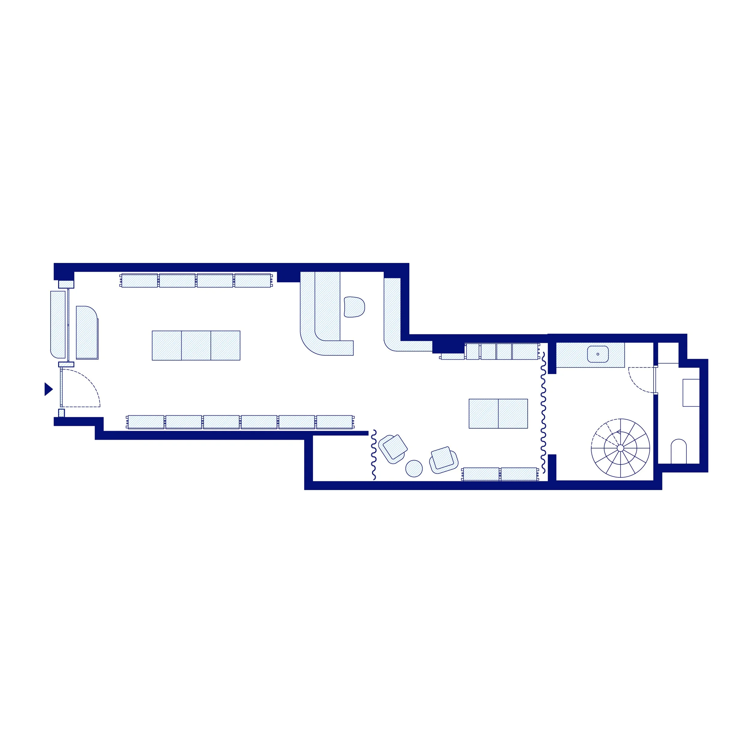 Architectural floor plan with detailed room layouts and measurements.