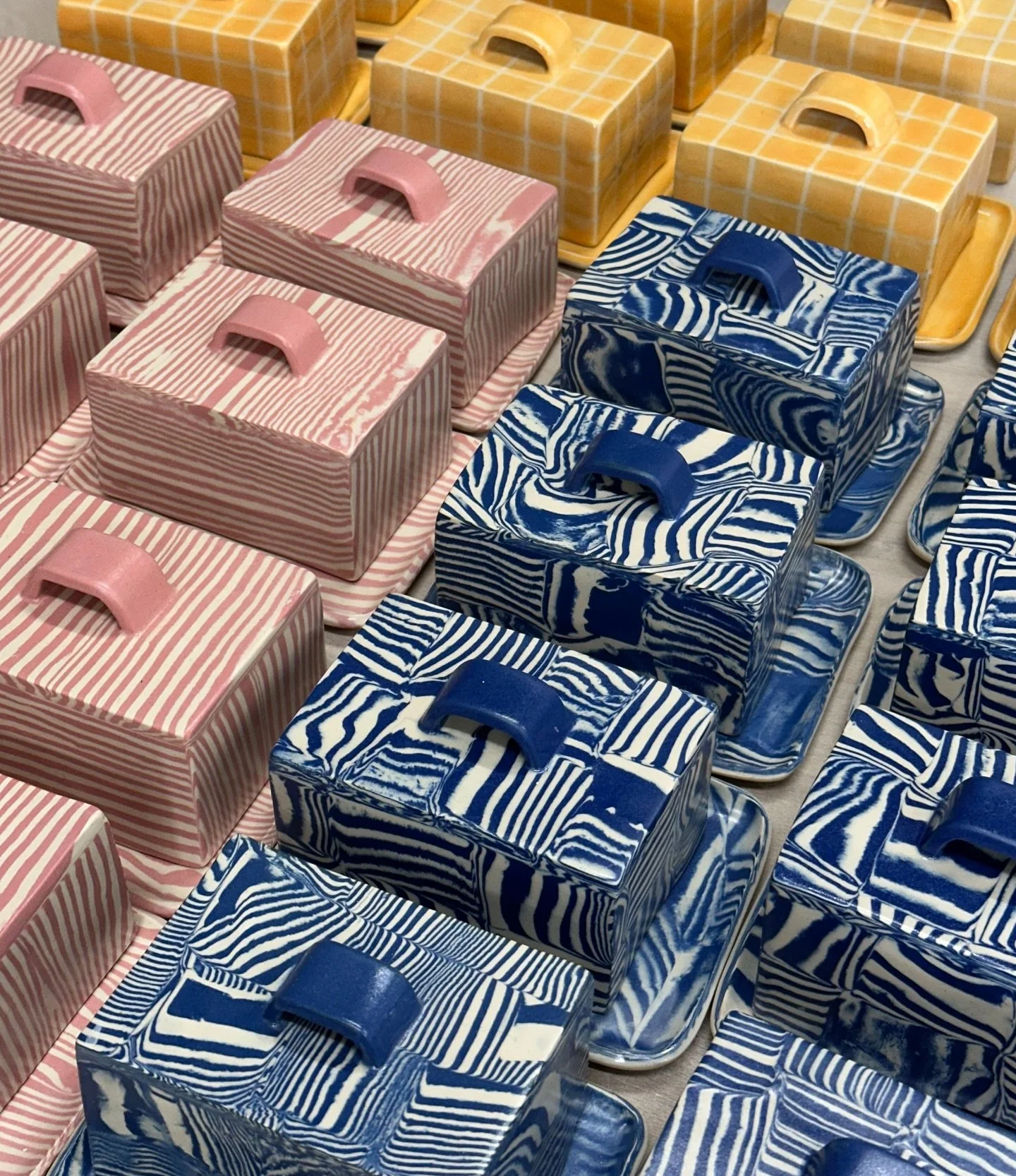 Recent studio times 🦋
1. butter dishes galore for the most beautiful shop in London @lampldn 
2. A new mug I&rsquo;ve made for upcoming markets, kinda fallen for it and have kept one for myself but will pop the rest up on my website soon
3. The maki
