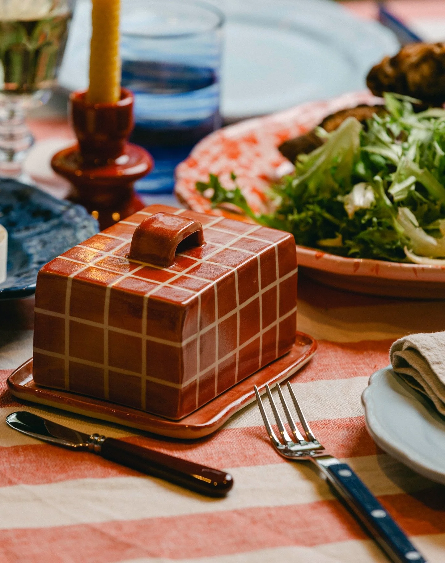 The red grid butter dish stocked at the wonderful @lampldnliving ❤️ been quietly making lots more butter dishes for the lovely Anna &amp; Lotte at LAMP ❤️
