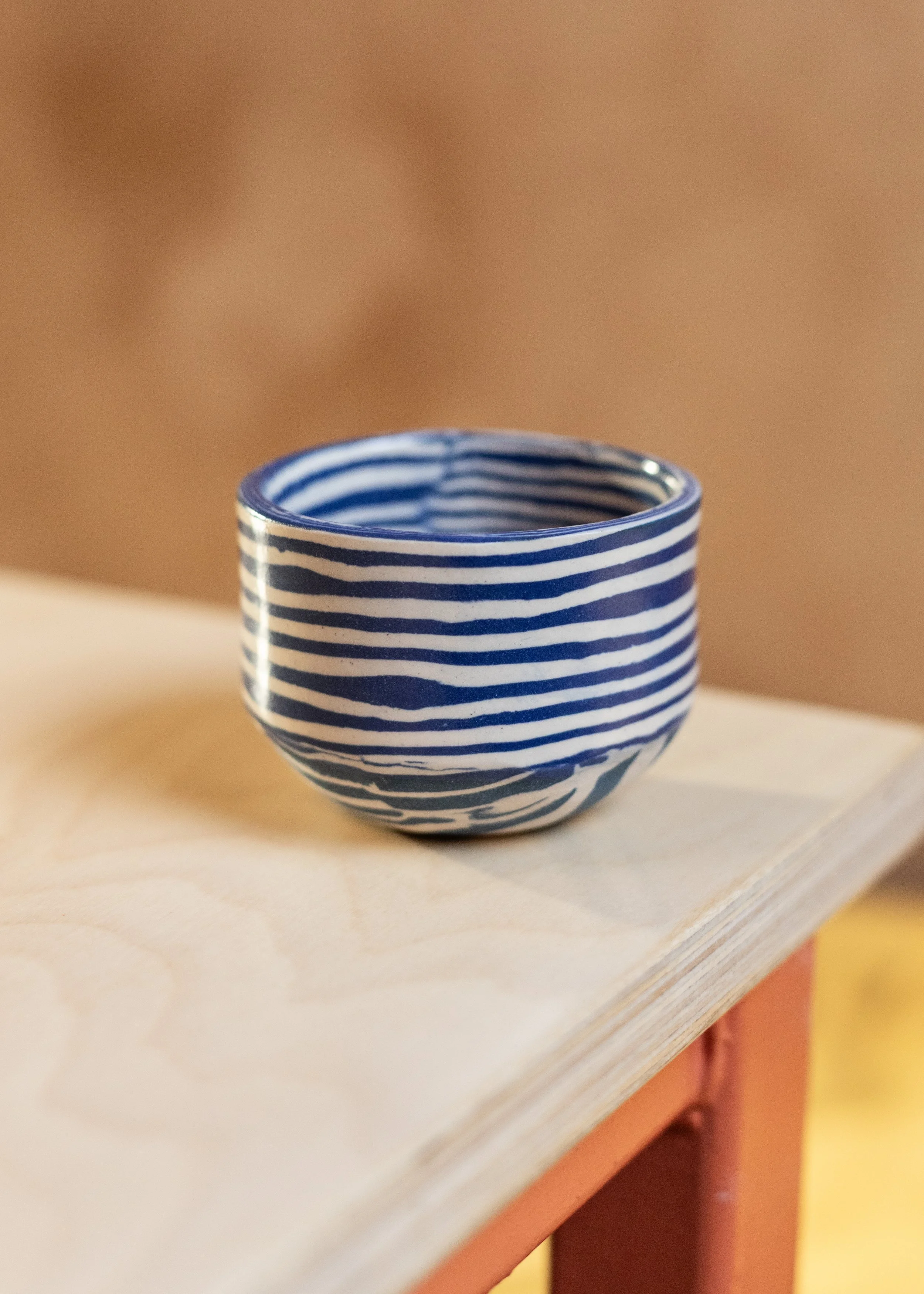 Cobalt Striped Coffee Cup